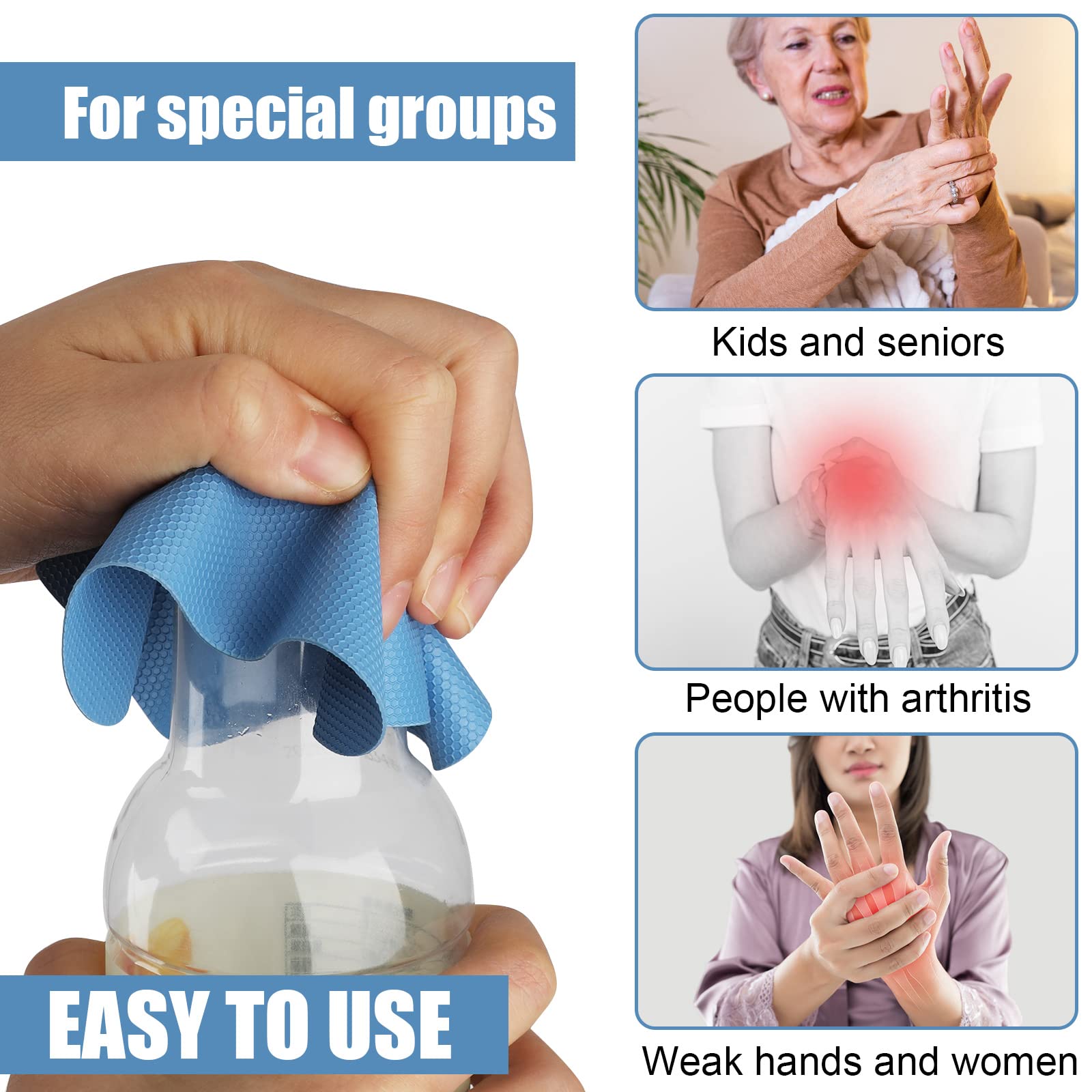 LUTER 4pcs Jar Opener Gripper Pad for Seniors with Weak Hands, Ru by LUTER - Angle View 6