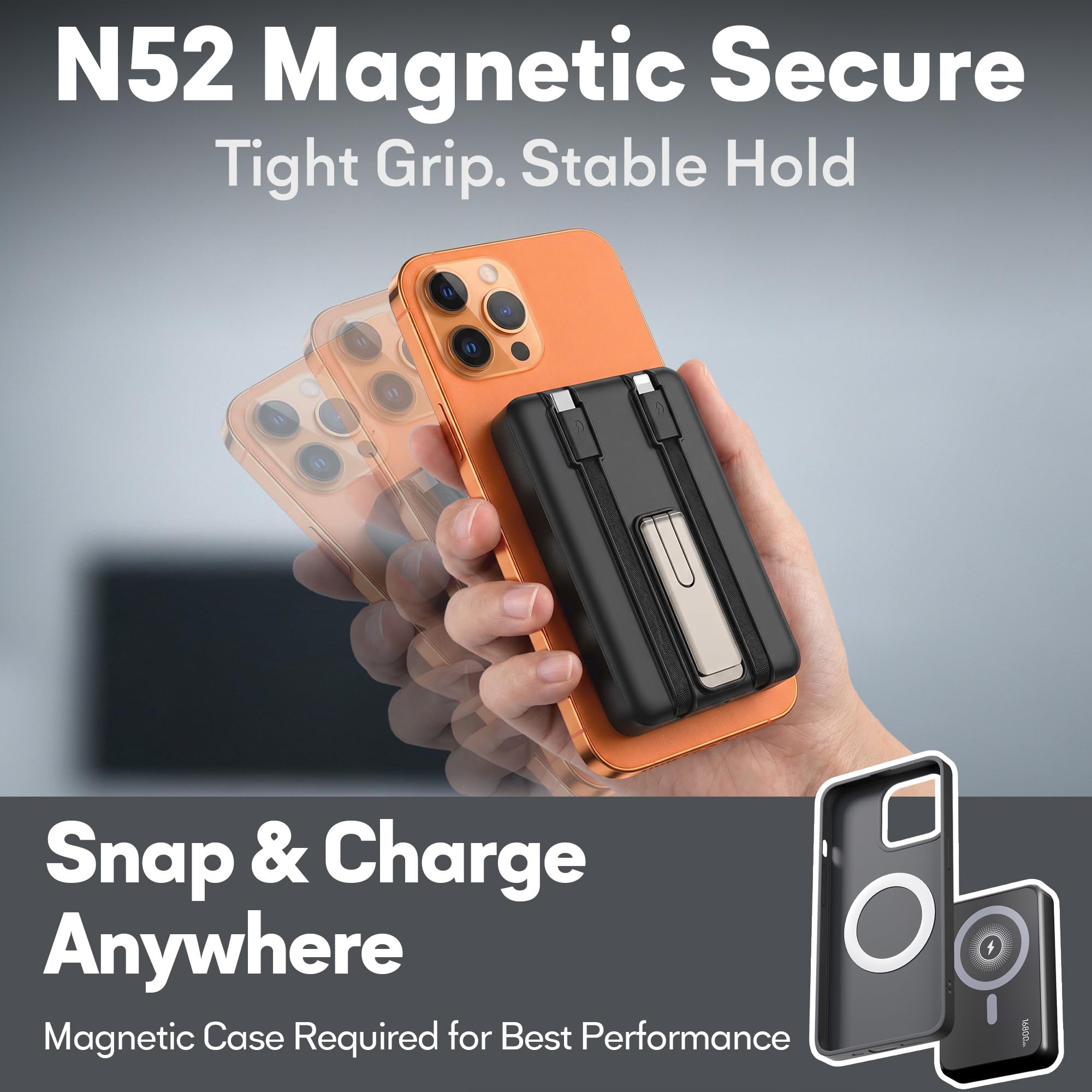 2 Pack 16800mAh Magnetic Power Bank with Built in Cables - GUGOBOX Official Imagery - 4