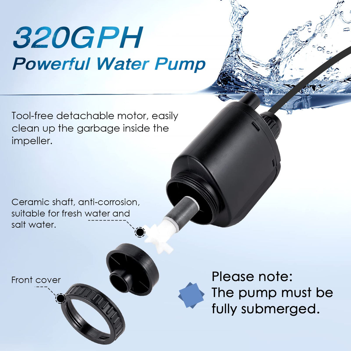 AQQA 6 in 1 Electric Aquarium Gravel Cleaner 320GPH 20W Fish - AQQA Official Imagery - 6