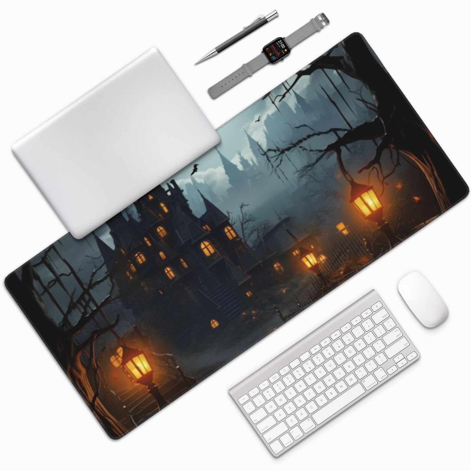 Large DDTKLSNV gaming mouse pad, extended XXL desk mat with stitched edges, non-slip surface, ideal for gaming, work, and home office.
