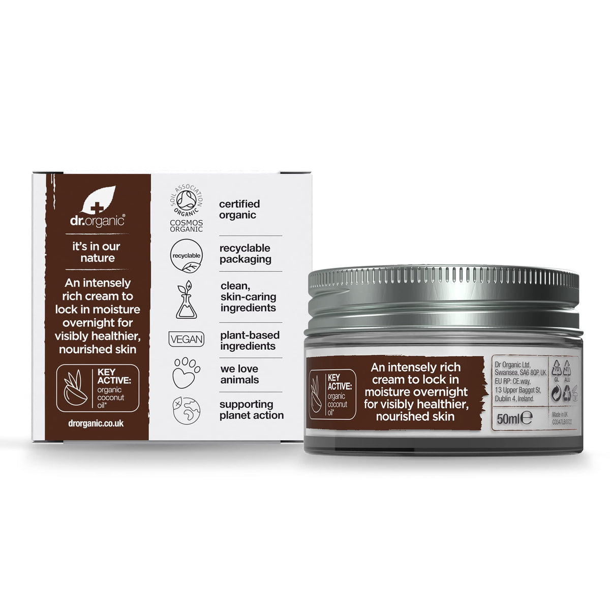 Organic Doctor Virgin Coconut Oil Night Cream 1 7 Fluid - Dr. Organic Official Imagery - 4
