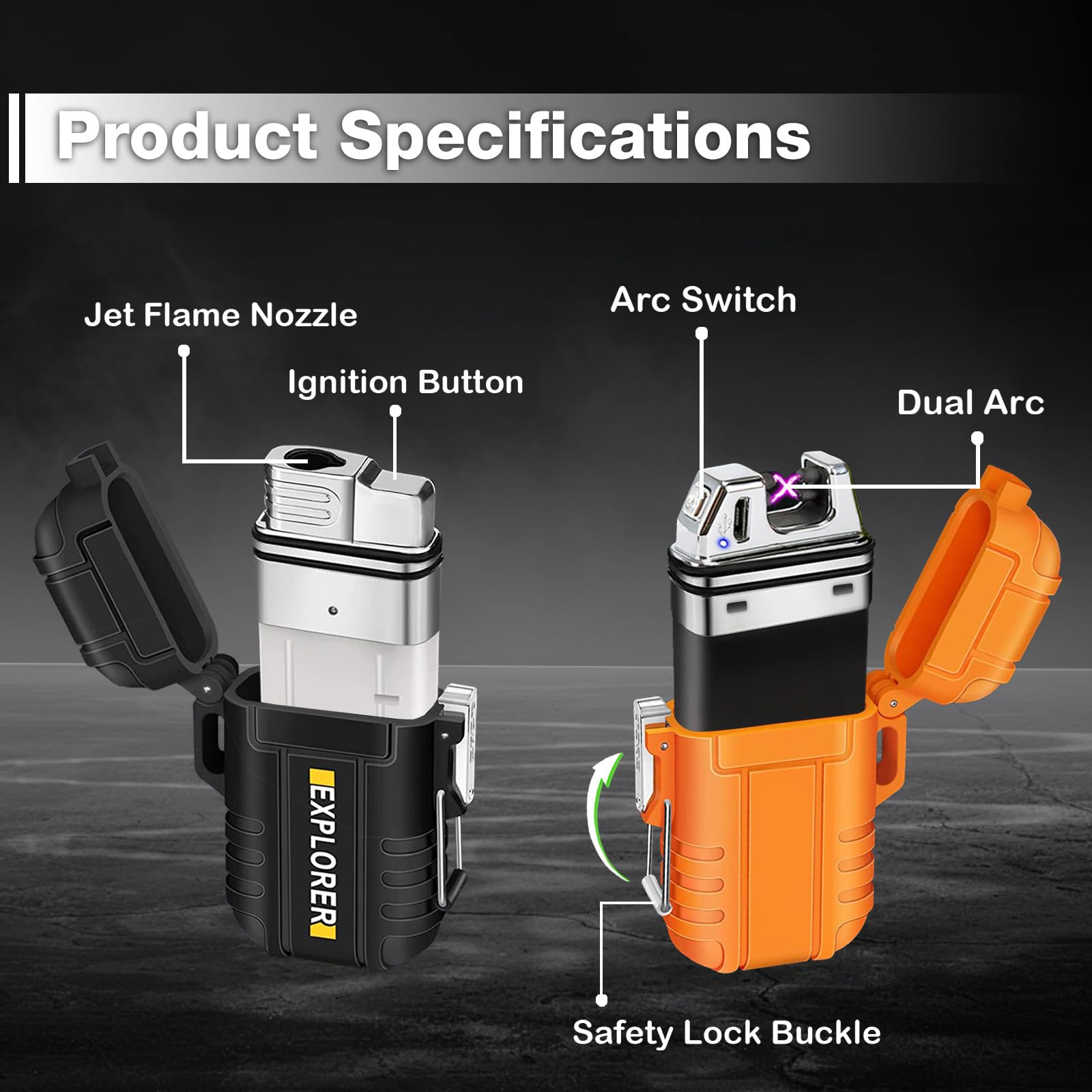Laffizz 2 Pack Waterproof Lighter Outdoor Windproof Torch Lighter by Laffizz - Angle View 4