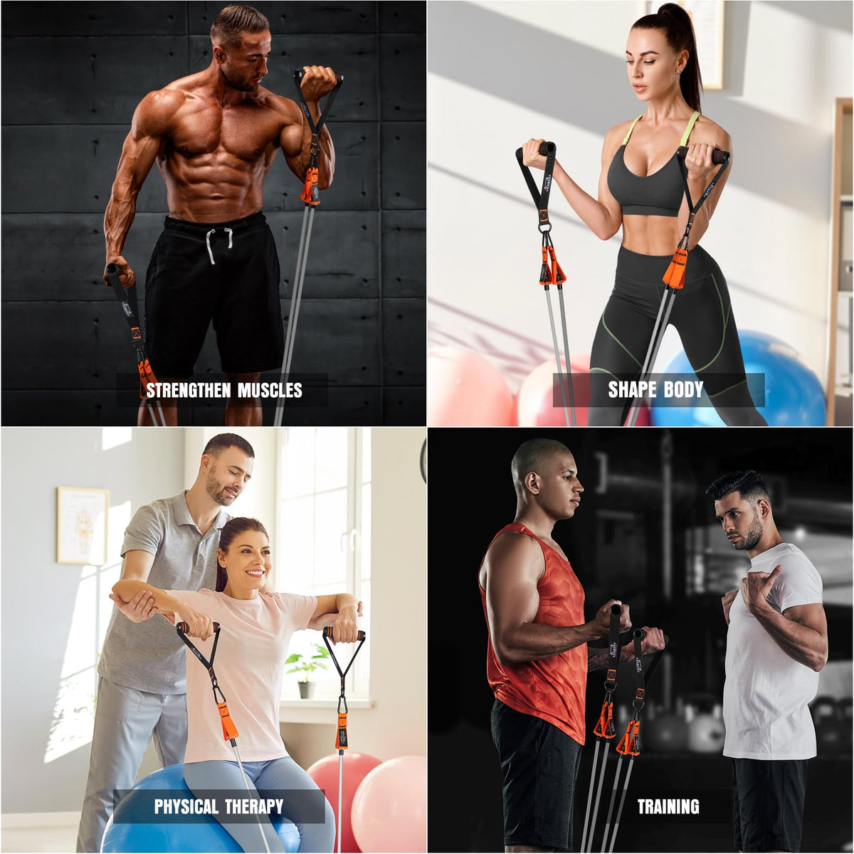 Resistance Bands with Handles 175lb Exercise Bands for - COOBONS FITNESS Official Imagery - 8