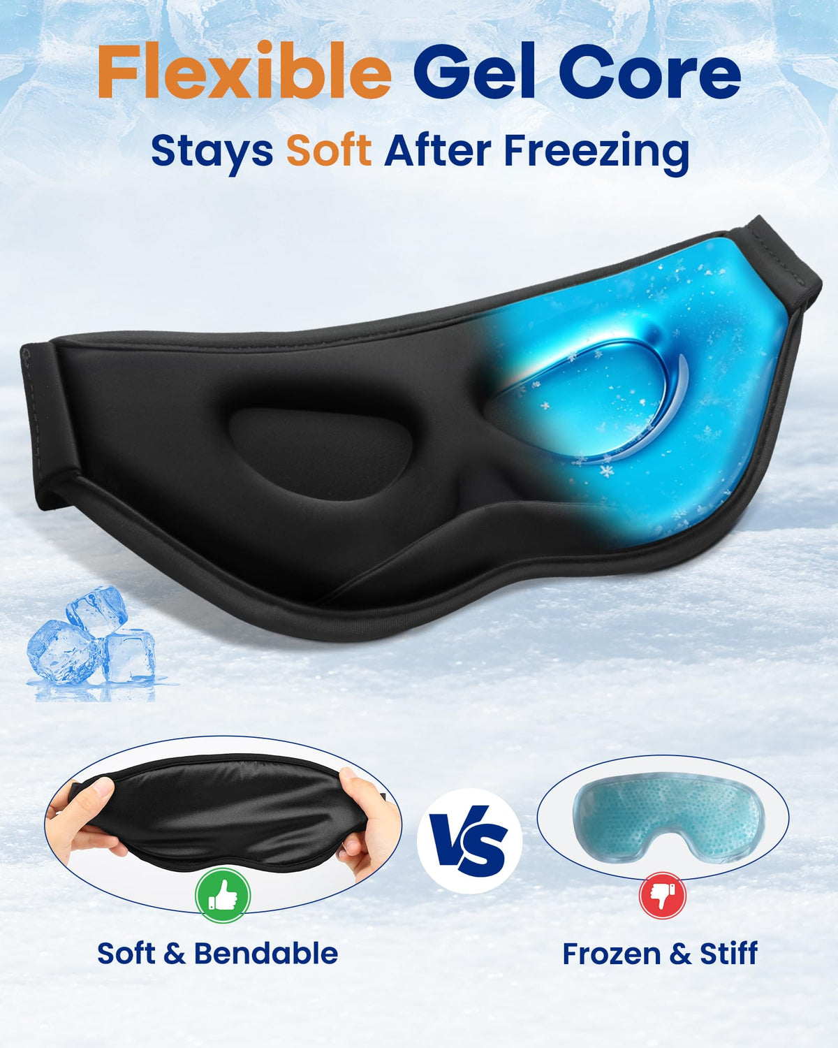 3D Contoured Cooling Eye Mask for Puffy Eyes Migraines - BeeVines Official Imagery - 7