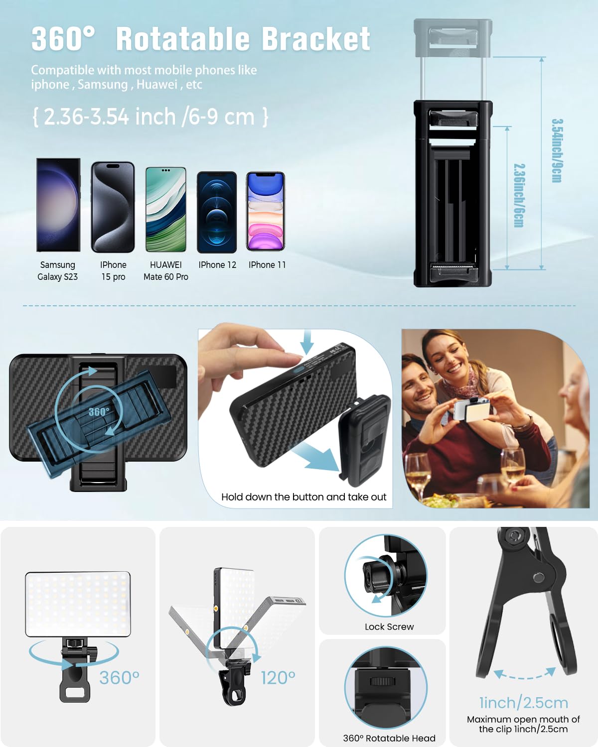 168 LED Phone Light Selfie Light for iPhone iPad Camera - Auriani Official Imagery - 7