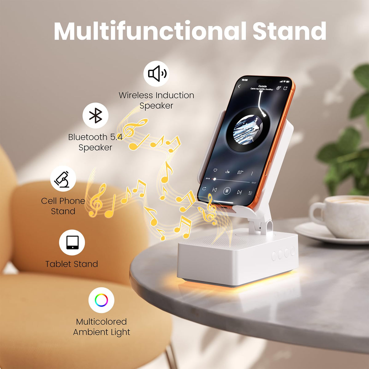 Wireless Sensor Speaker Colorful LED Ambient Light Foldable - DBHBAODZI Official Imagery - 3