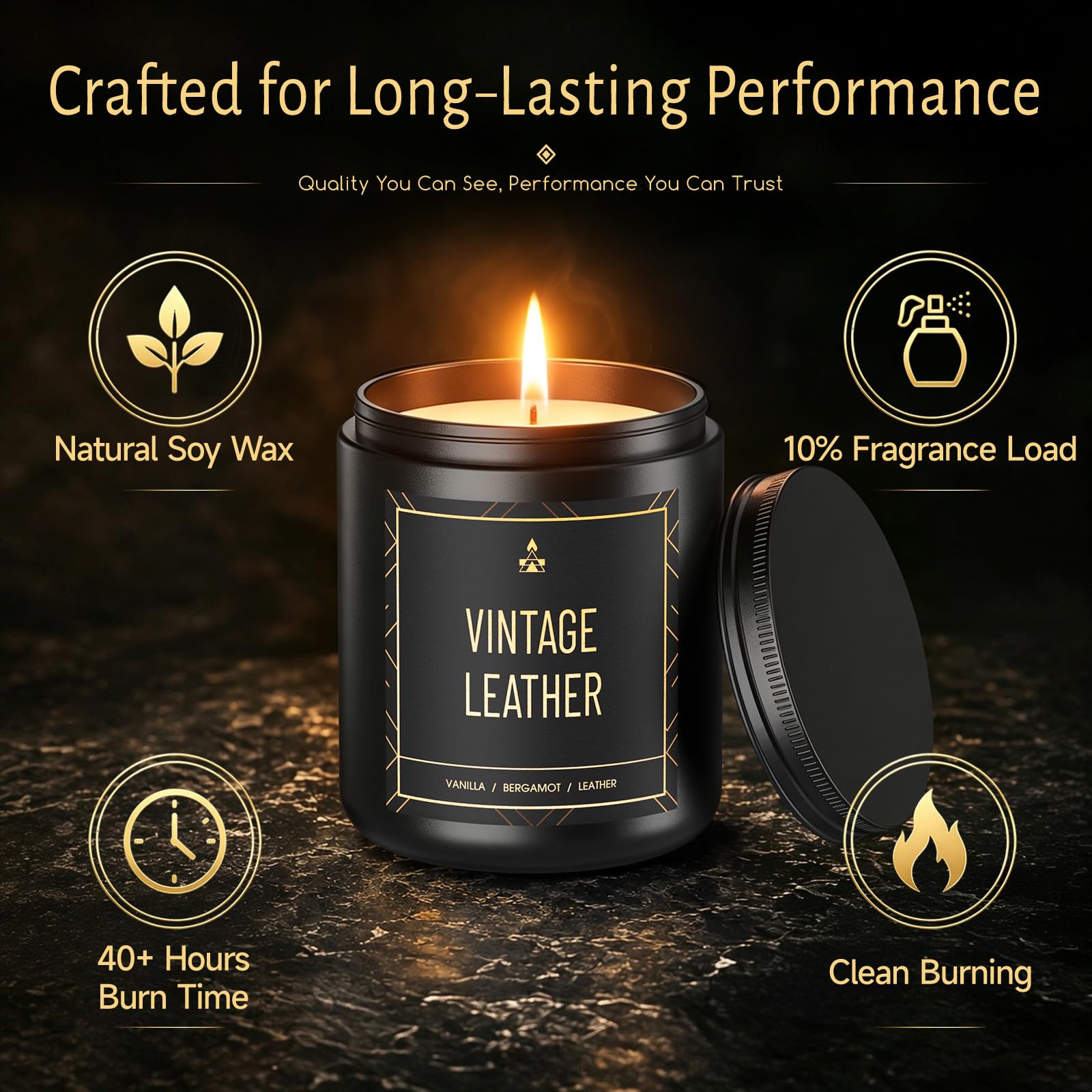 Scented Candles for Men 4 Pack Gift Set 7 6 oz Each Natural - BlissWhisper Official Imagery - 4