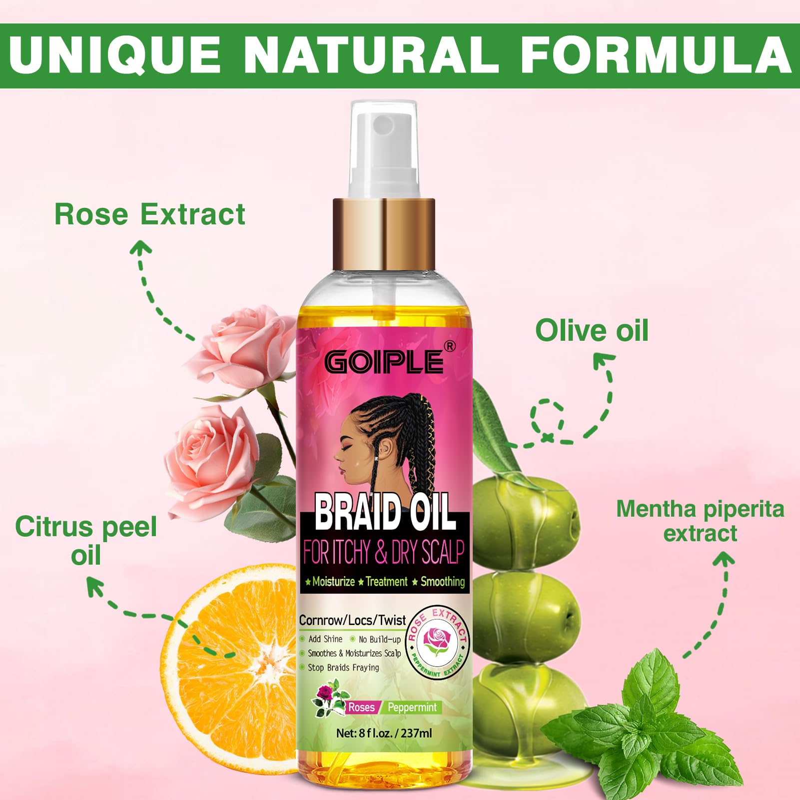 Goiple Braid Oil for Soothes Moisturizes Dry & Itchy Scalp - Braid Care for - Goiple Official Product View 3