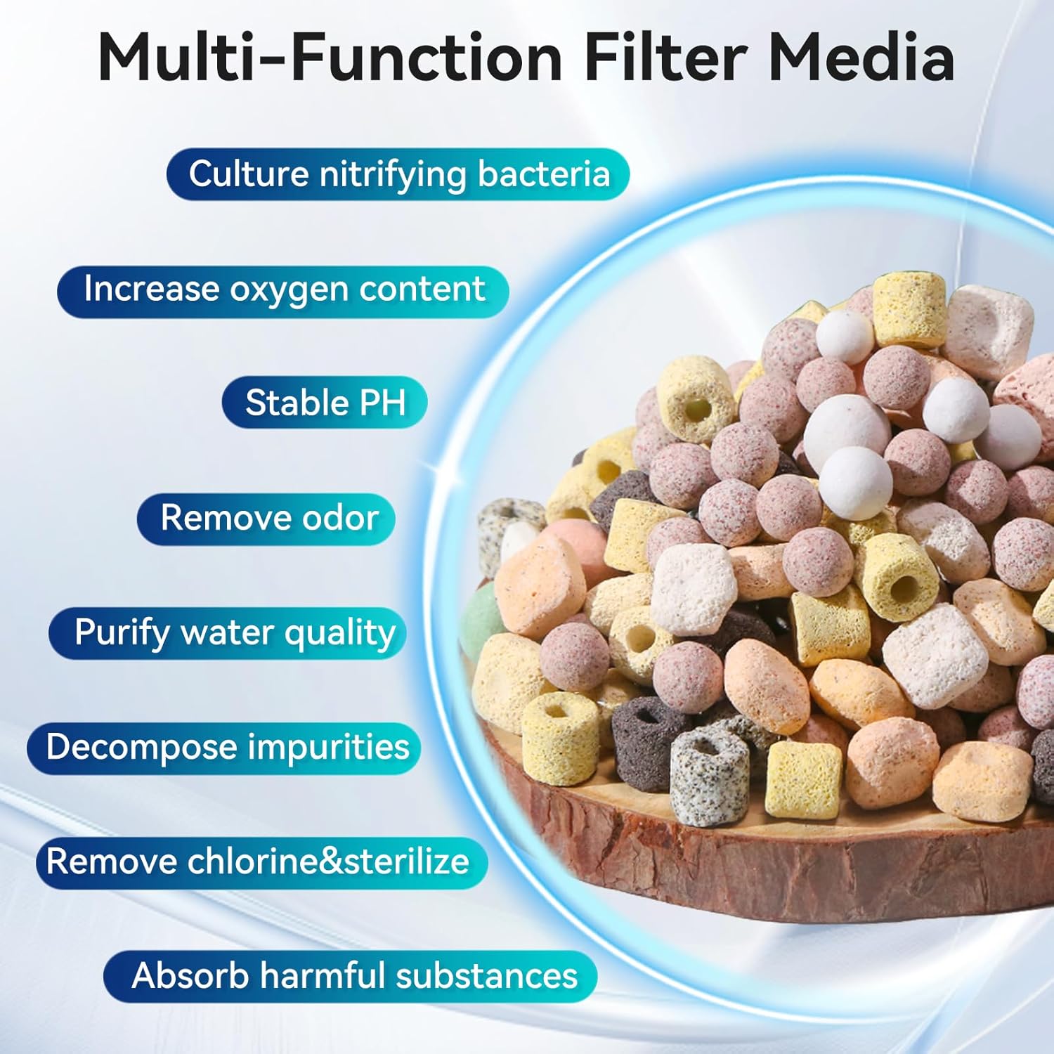 FKSC 12-in-1 aquarium filter media mix for freshwater and marine tanks, featuring bio filter components for optimal water quality.