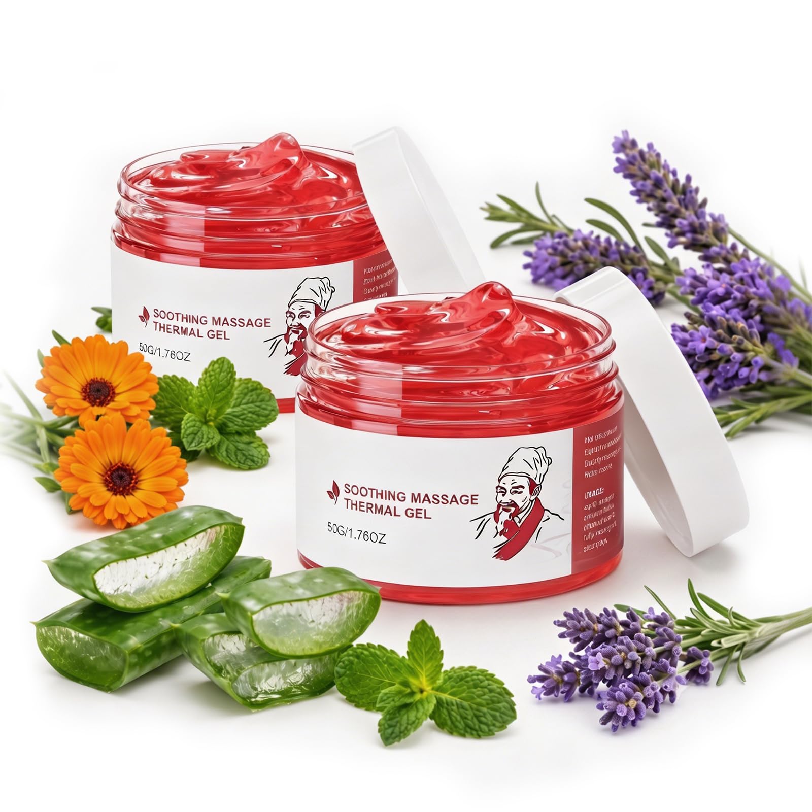 2PCS Warming Massage Gel for Body,Herbal Massage Cream,Fast Absorbing Moisturizing Skin Cream, Non-Greasy Formula