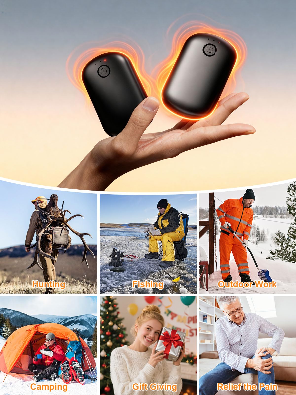 Fovendi Pocket Size Hand Warmers Rechargeable 2 Pack, 6000mAh Electric - View 7