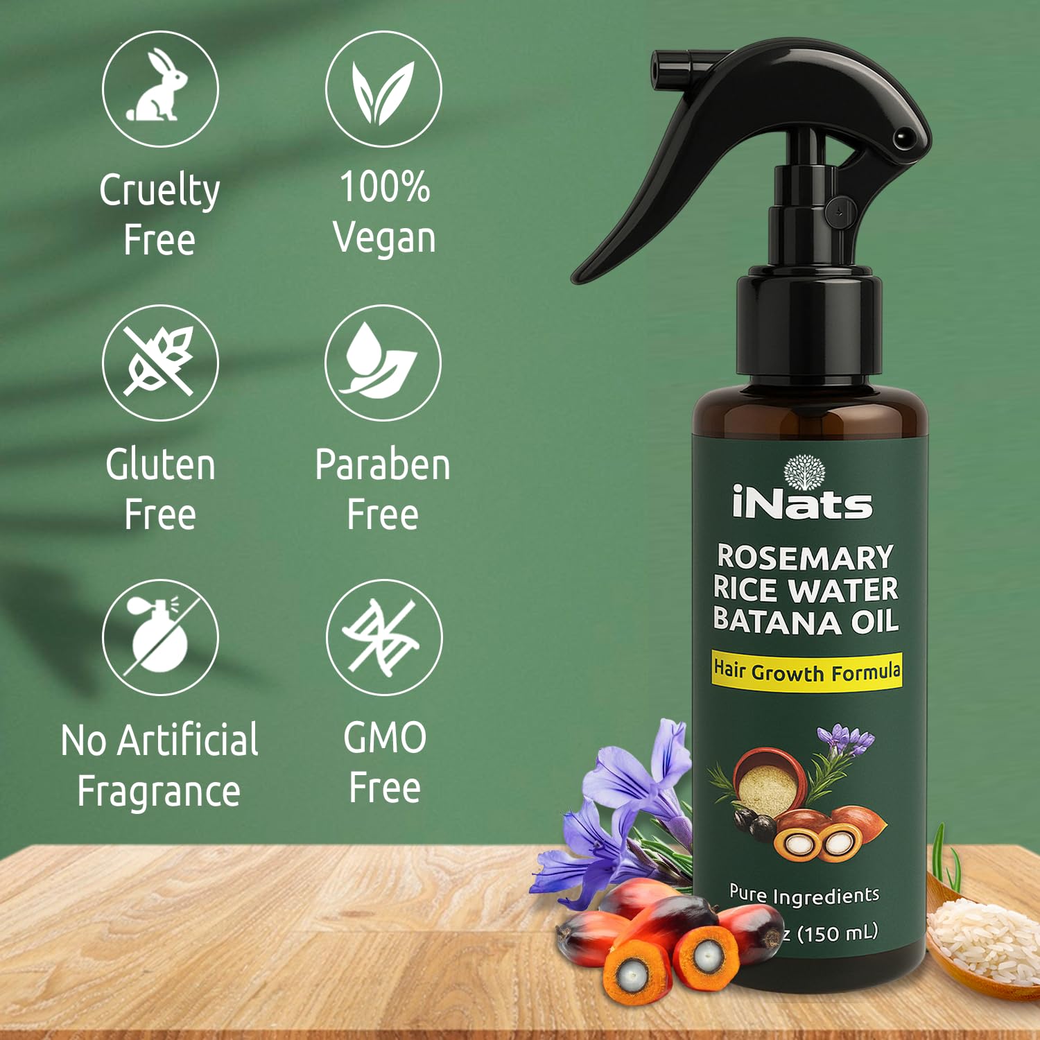 Rosemary Water Spray for Hair Growth Rice Water Spray 5 fl - iNats Official Imagery - 5