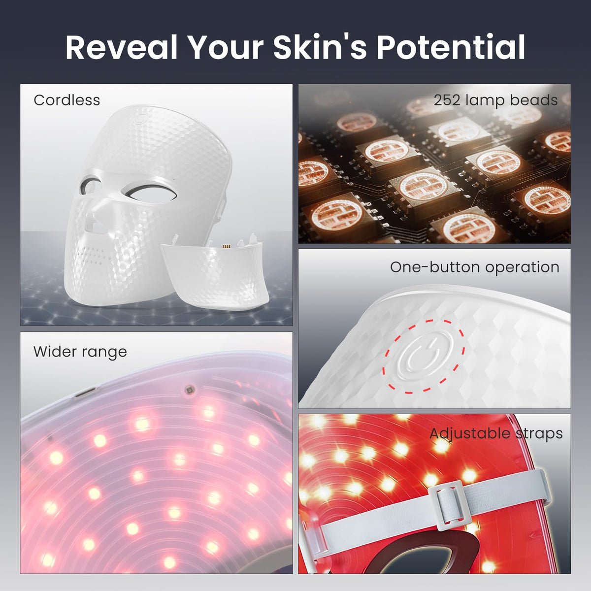 Red Light Mask for Face and Neck 7 1 Colors Red Light Face - Facego Official Imagery - 3