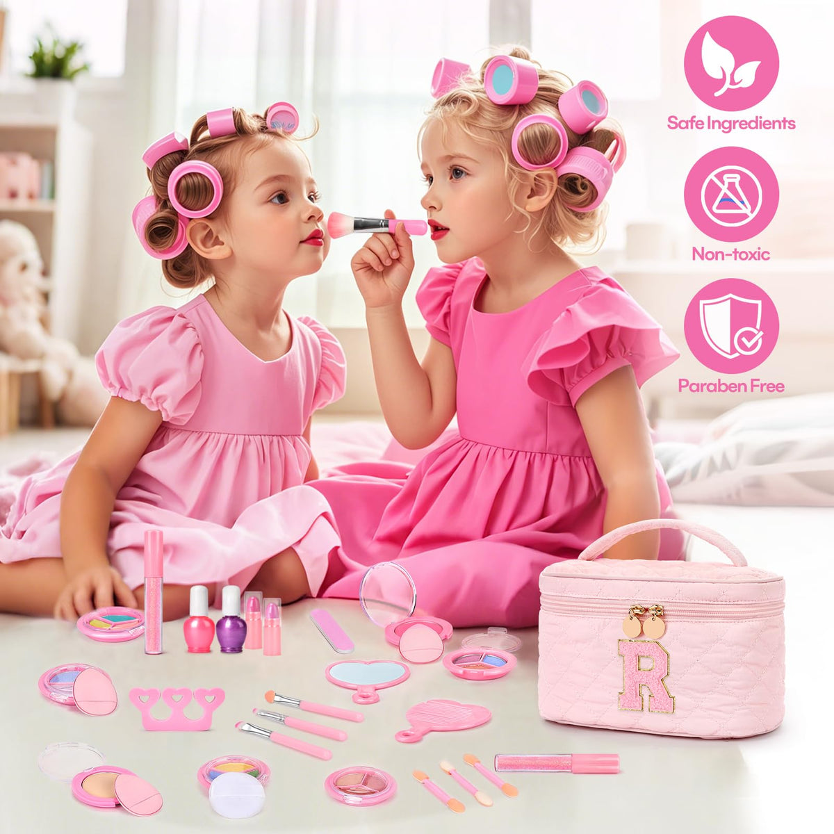 Kids Washable Makeup Set for Girls 29Pcs Real Make Up Toys - mibasies Official Imagery - 4