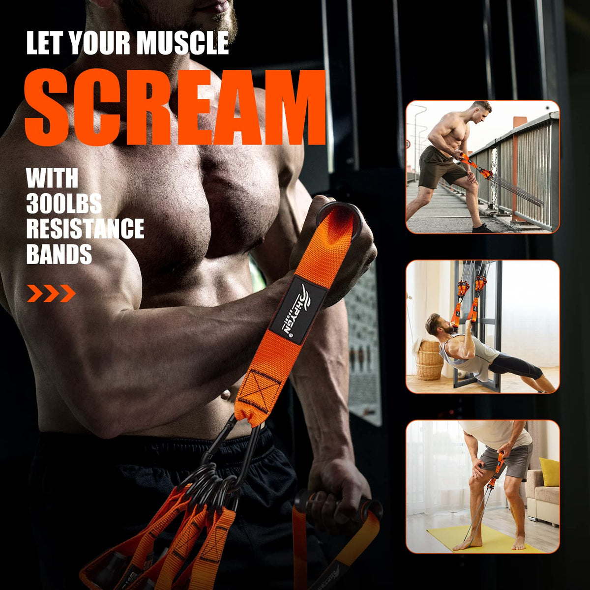 HPYGN Heavy Resistance Bands 300LBS Exercise Bands for - HPYGN Official Imagery - 6