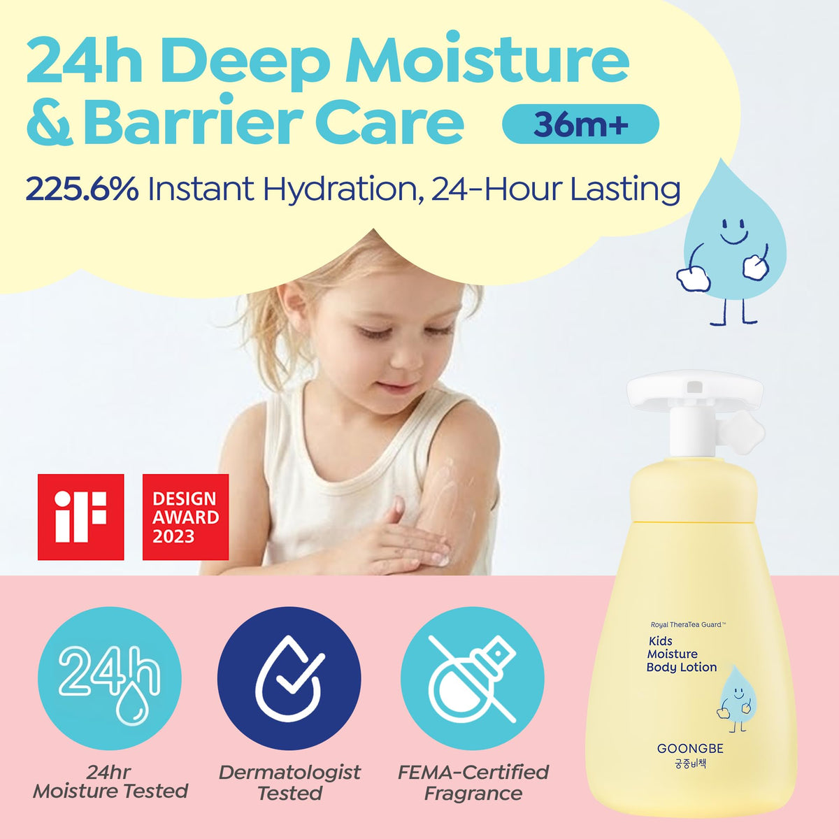 GOONGBE Kids Body Lotion 24 Hour Moisture for Dry Sensitive - GOONGBE Official Imagery - 3