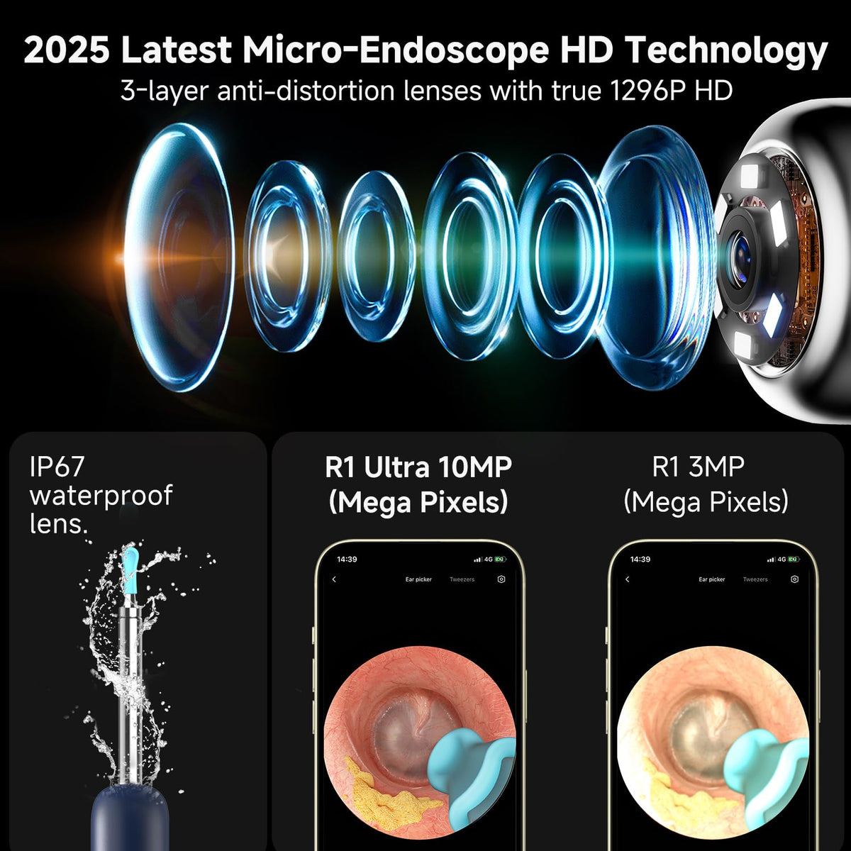 BEBIRD R1 Ultra Ear Wax Removal Tweezers 1296P HD Ear Camera - BEBIRD Official Imagery - 4