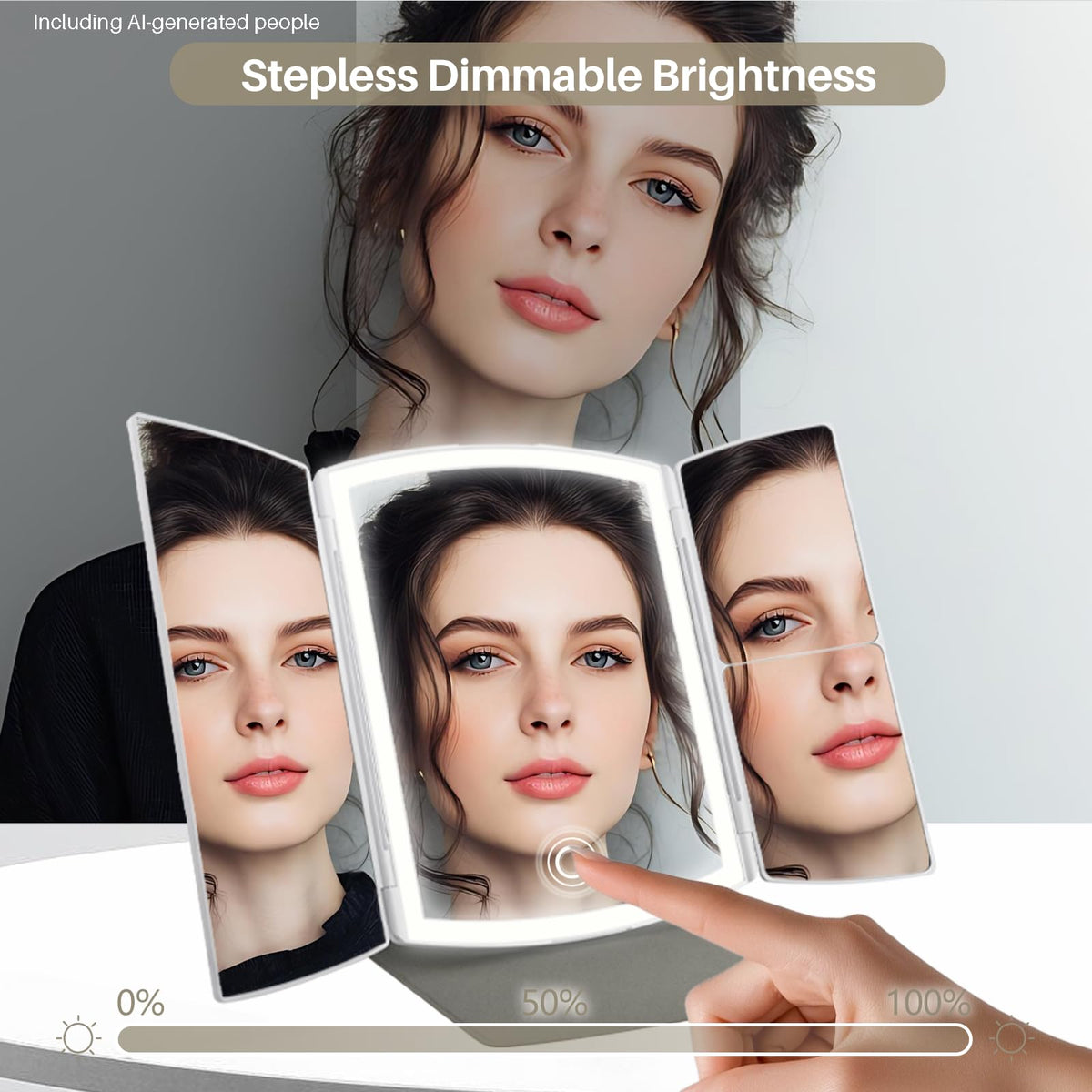Makeup Mirror Vanity Mirror with Lights 2X 5X Jet Black - WIZCHARK Official Imagery - 8