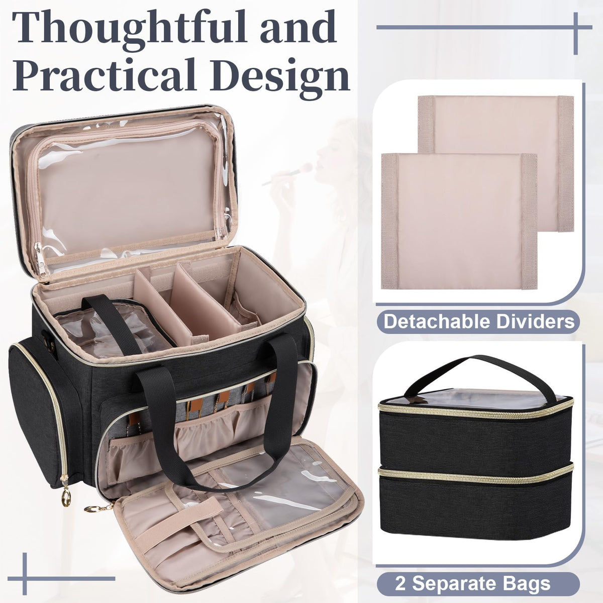 Large Makeup Bag Portable Travel Makeup Bag Organizer - GDNasist Official Imagery - 7