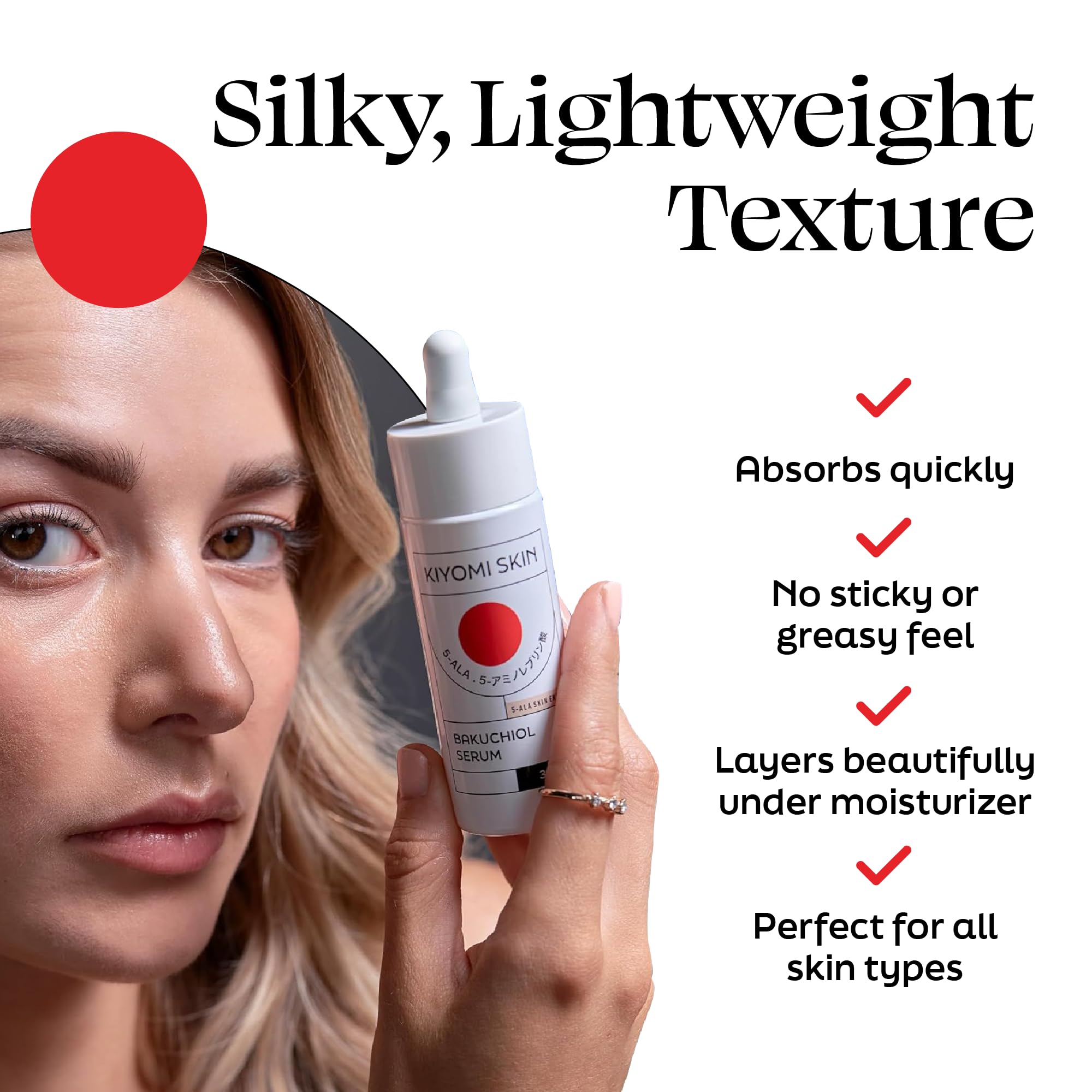 Kiyomi Skin Bakuchiol Face Serum with 5 - ALA & Niacinamide & 1 Fl Oz - Kiyomi Skin Official Product View 6