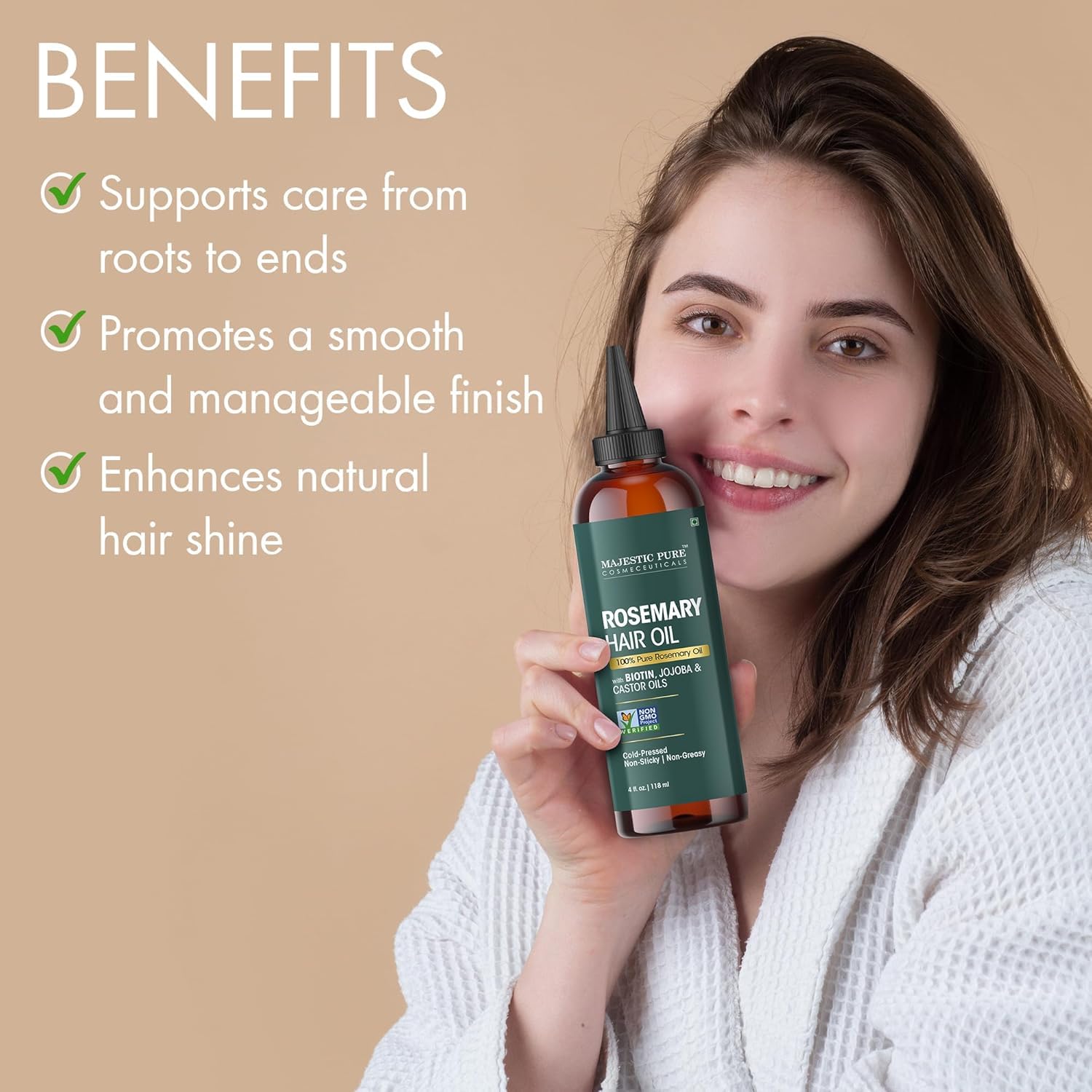 Majestic Pure Rosemary Hair Oil with Biotin - 4 Fl Oz - Majestic Pure Official Product View 7