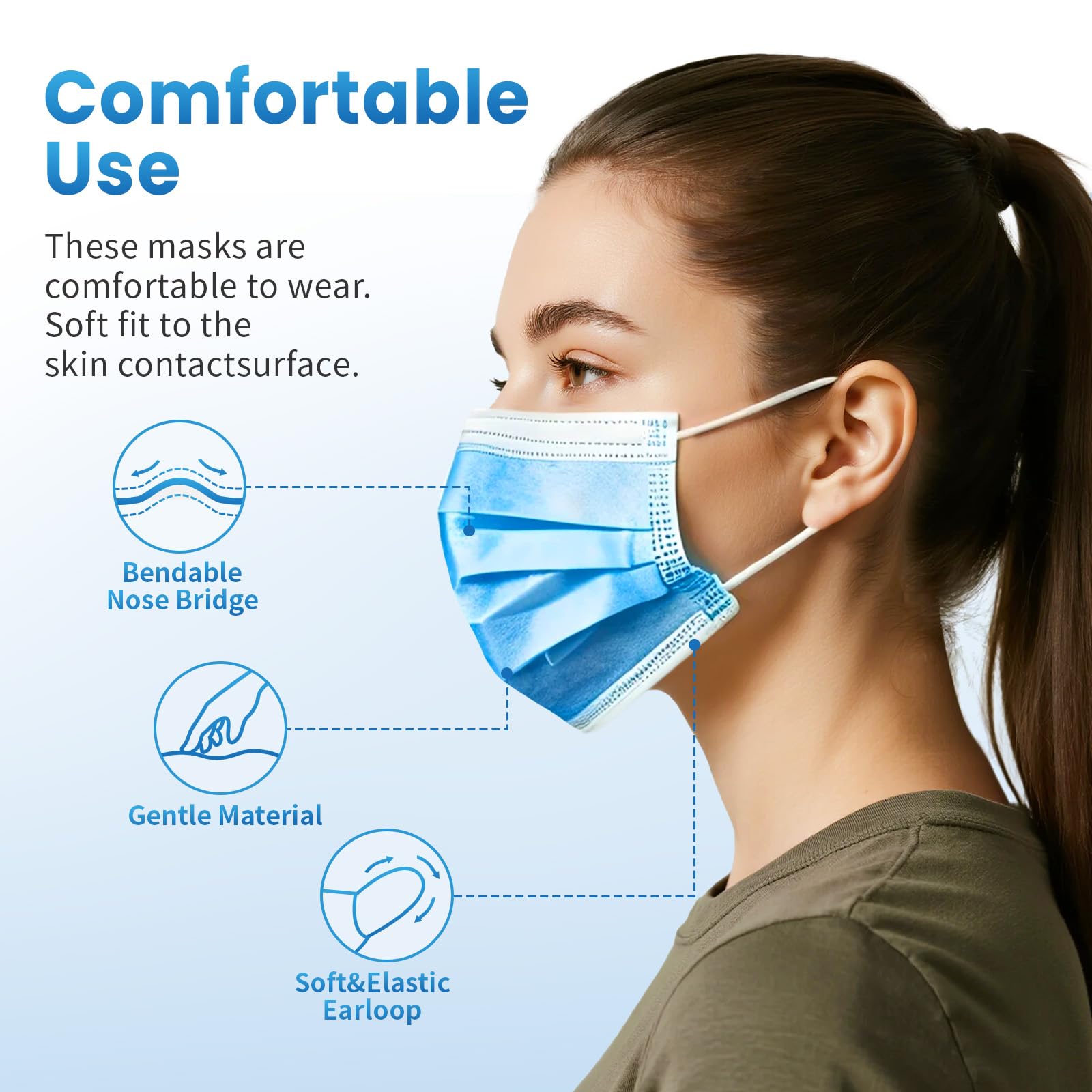 Borje Blue Disposable Face Mask 100 Pcs Blue Face Masks 3 Ply Pro - Borje Official Product View 4