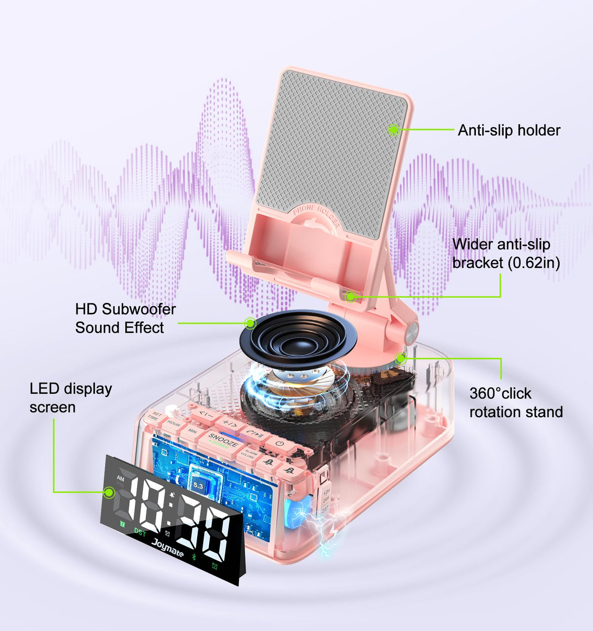 Gifts for Women Girls Phone Stand with Bluetooth Speaker 360 - Joymate Official Imagery - 5