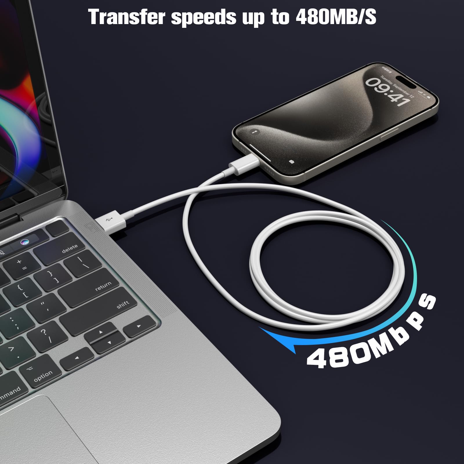 Snisre CarPlay USB C cable for iPhone 15/16/17 and iPad, white 3FT electronic cord for car and device charging.
