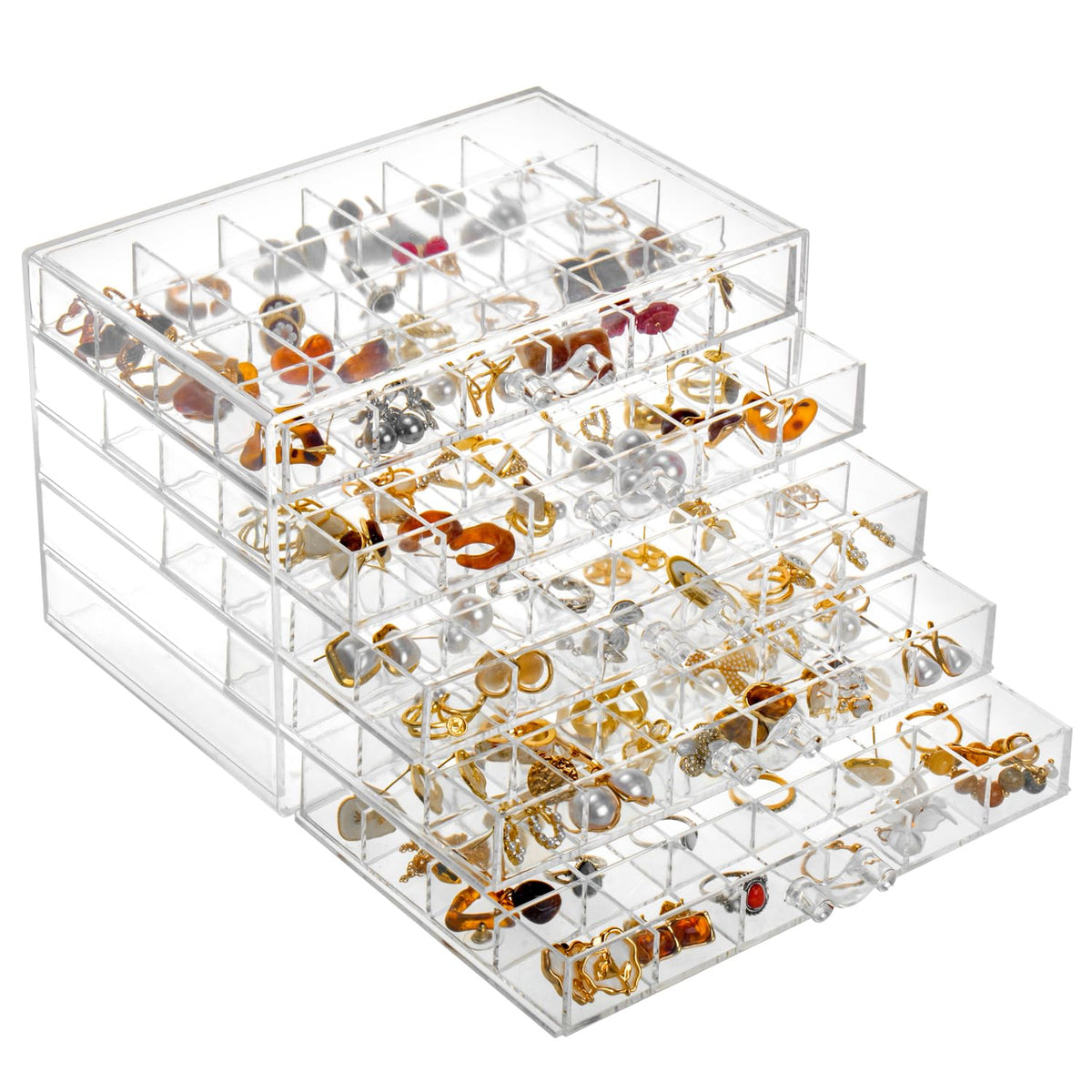 YUFONG Earring Storage Box Organizer 5 Drawers with 120 - YUFONG Official Imagery - 7