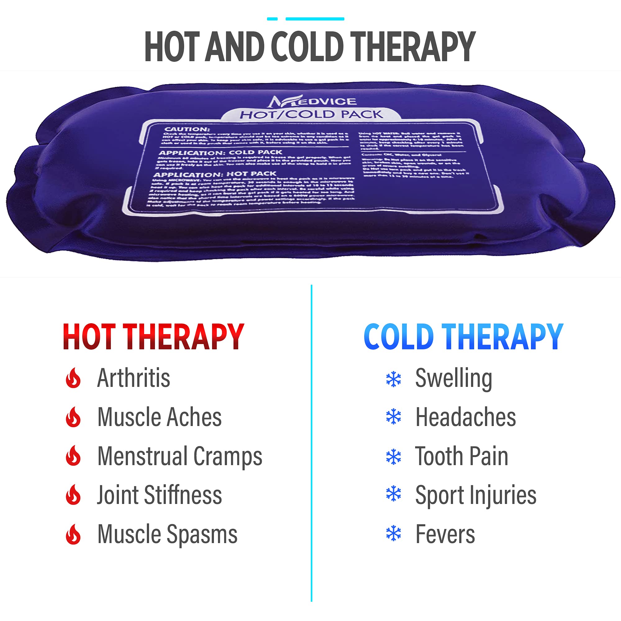 MEDVICE Reusable Hot & Cold Ice Packs for Injuries, 3-Piece Set