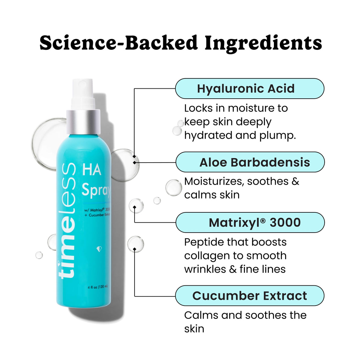 Timeless HA Matrixyl 3000 Cucumber Face Spray with Aloe 4 fl - Timeless Skin Care Official Imagery - 3