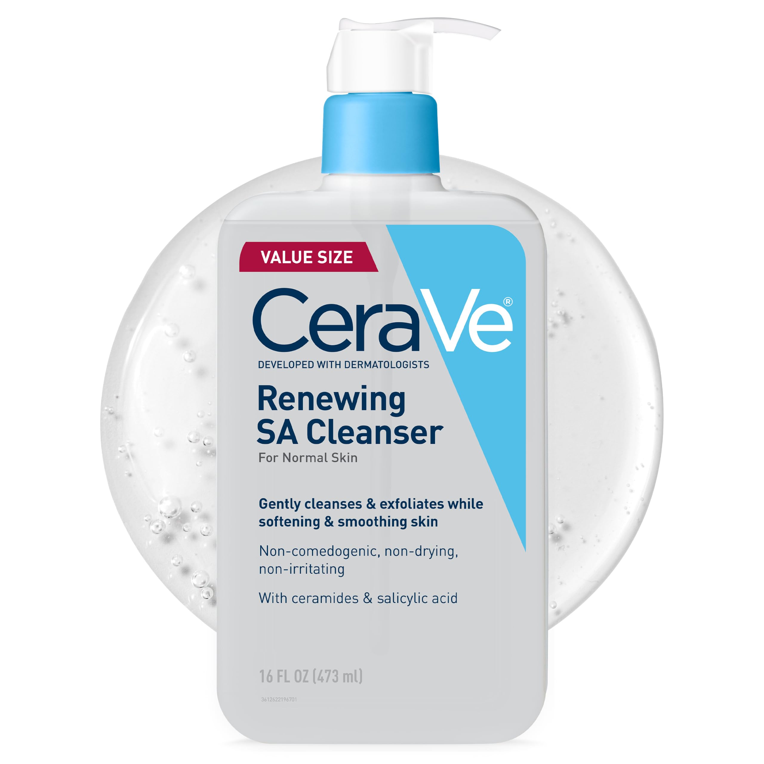 CeraVe Renewing Salicylic Acid Cleanser, BHA Exfoliating Face Wash - CeraVe Official Product View 2