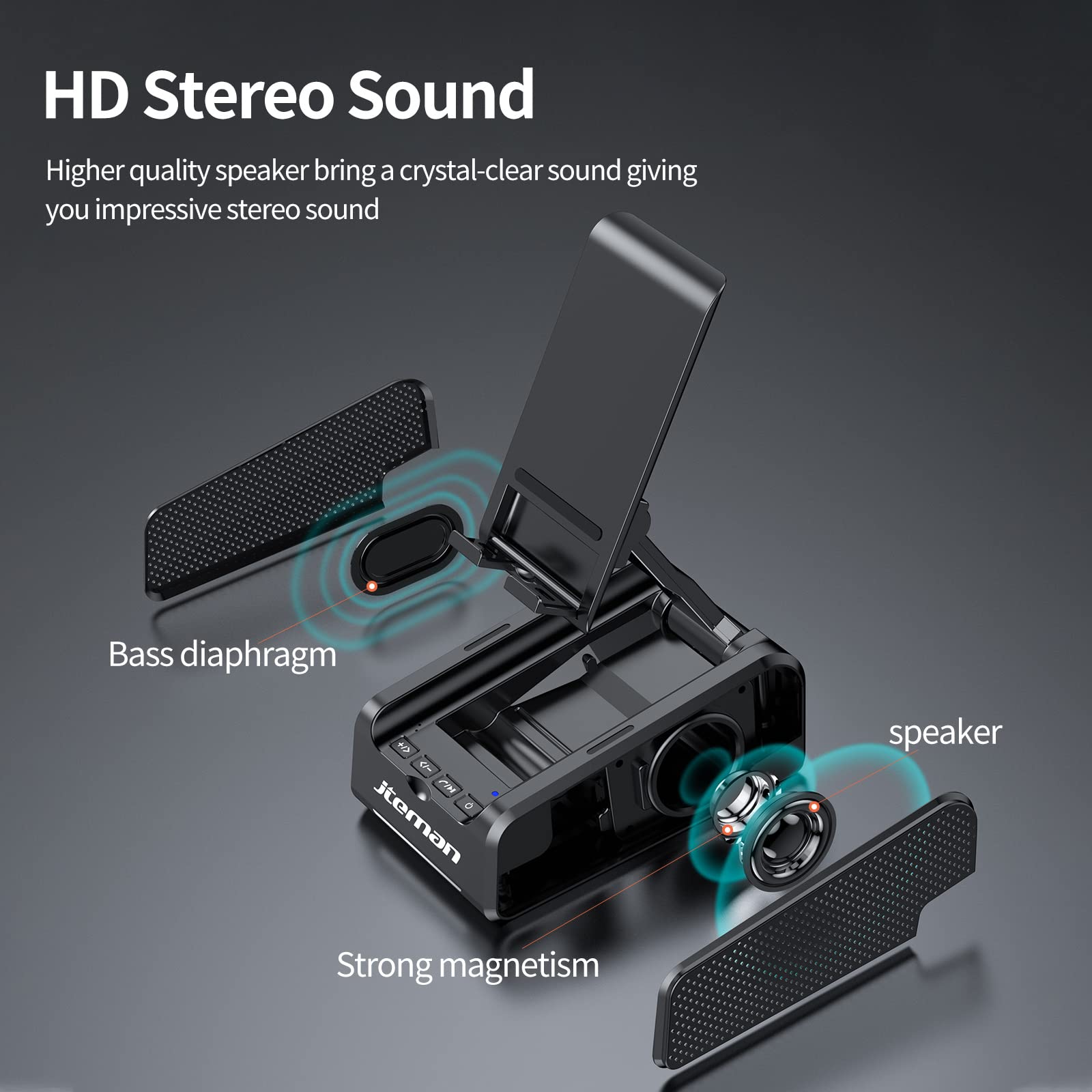 JTEMAN Cell Phone Stand with Bluetooth Speaker,Birthday Gifts for Men - JTEMAN Official Product View 3