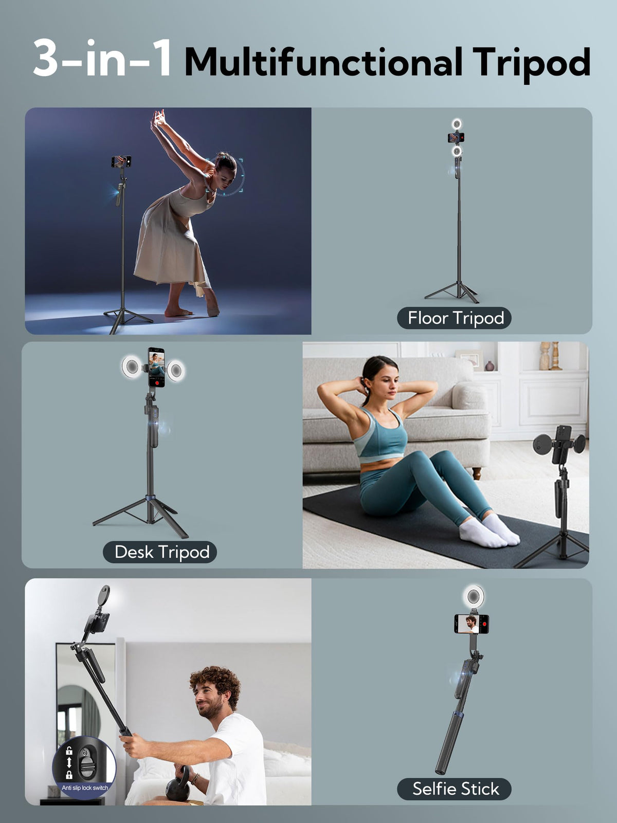 70 9 Auto Face Tracking Tripod 360 Rotation w Light - USKEYVISION Official Imagery - 6