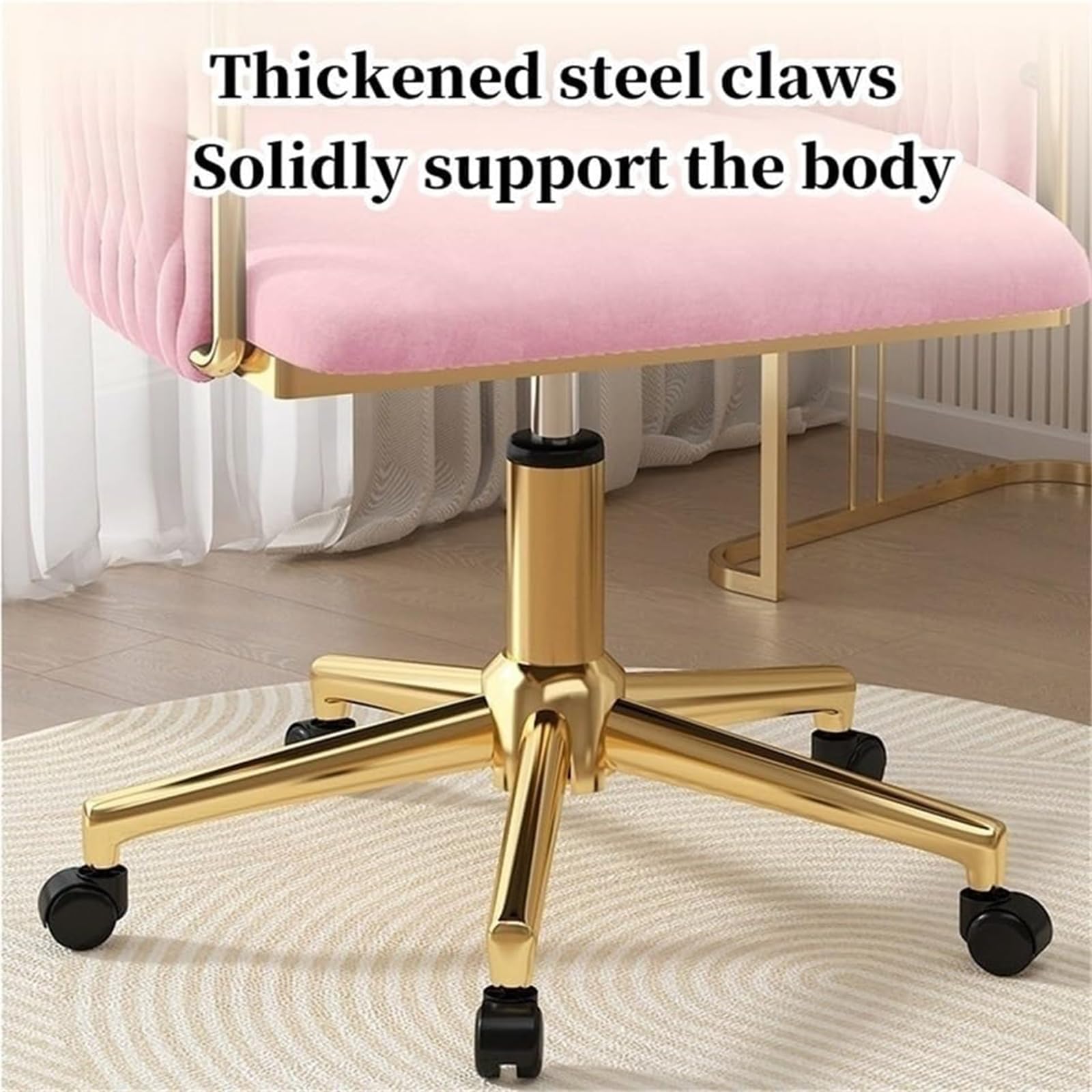 HJYXXSR Adjustable Swivel Velvet Vanity Chair with Metal Base
