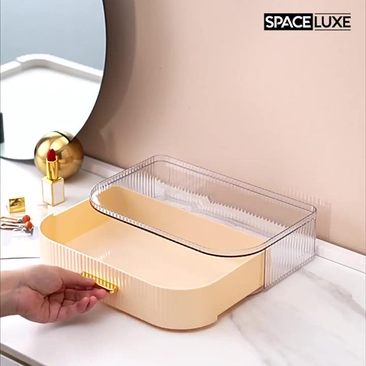Large Makeup Organizer with Drawers 360 Rotating Brush - SpaceLuxe Official Imagery - 8