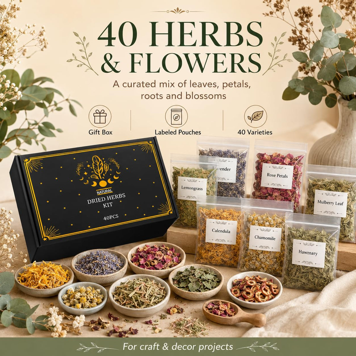 Witchcraft Herbs Kit Dried Herbs and Flowers for Witch - DreamdaMoonnly Official Imagery - 4