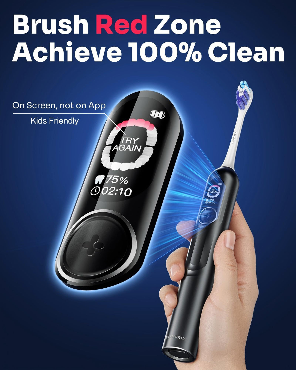 SAKYPRORAL AI Electric Toothbrush for Adults and Kids - SAKYPRORAL Official Imagery - 4