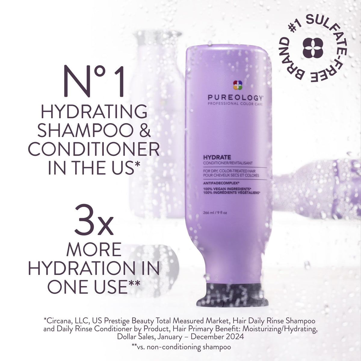 Pureology Hydrate Conditioner Moisturizes Dry Color Treated - Premium Selection Official Imagery - 3