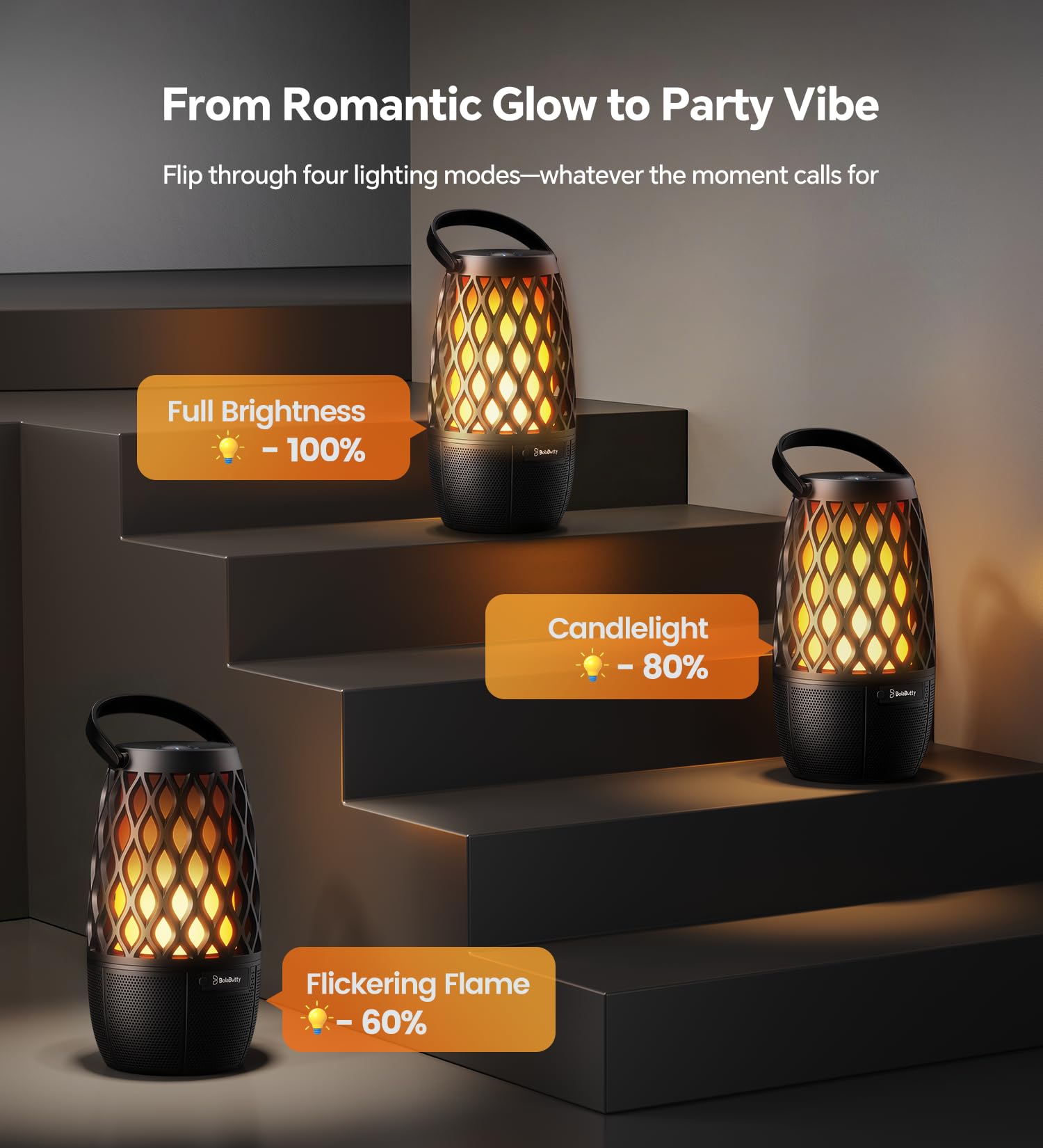 BolaButty Outdoor Speakers with Ligths Gifts for Men Multi-Sync u by BolaButty - Angle View 6