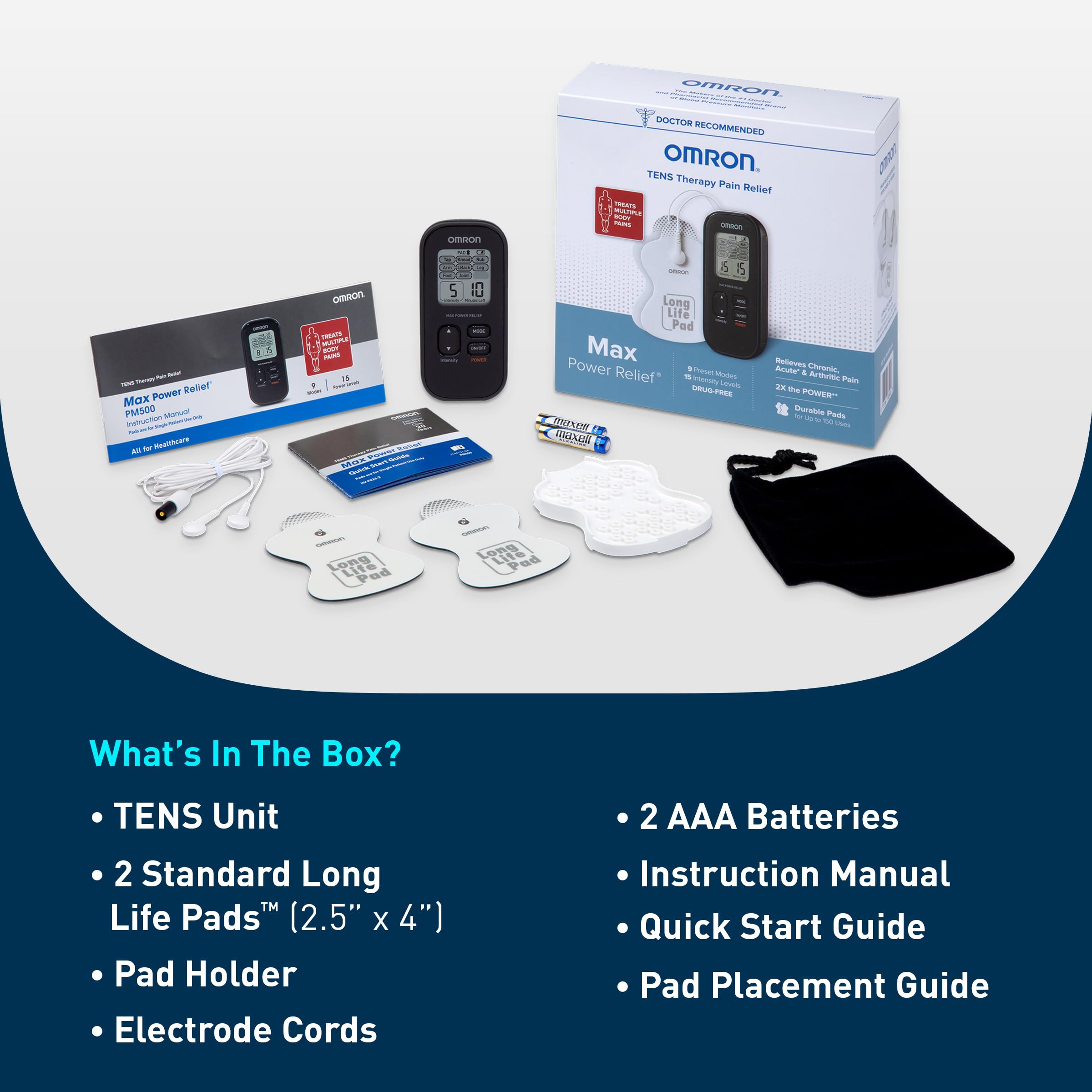 Omron Max Power Relief TENS Unit PM500 Muscle Stimulator