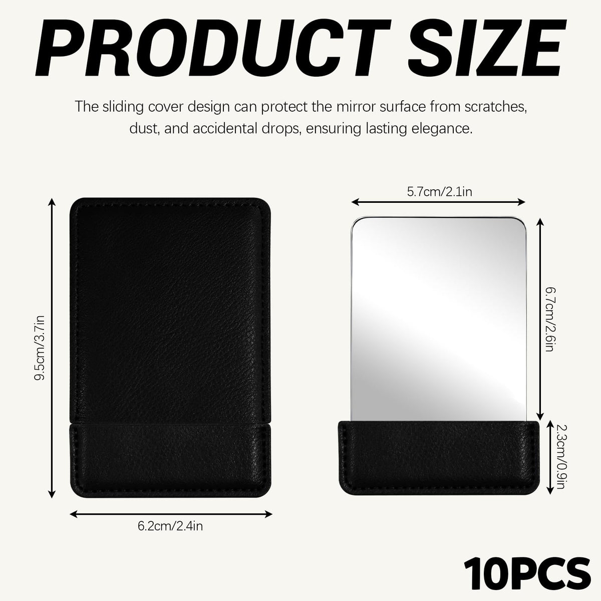 10 Pack Small Pocket Mirror with Leather Case Shatter - BangBoom Official Imagery - 4