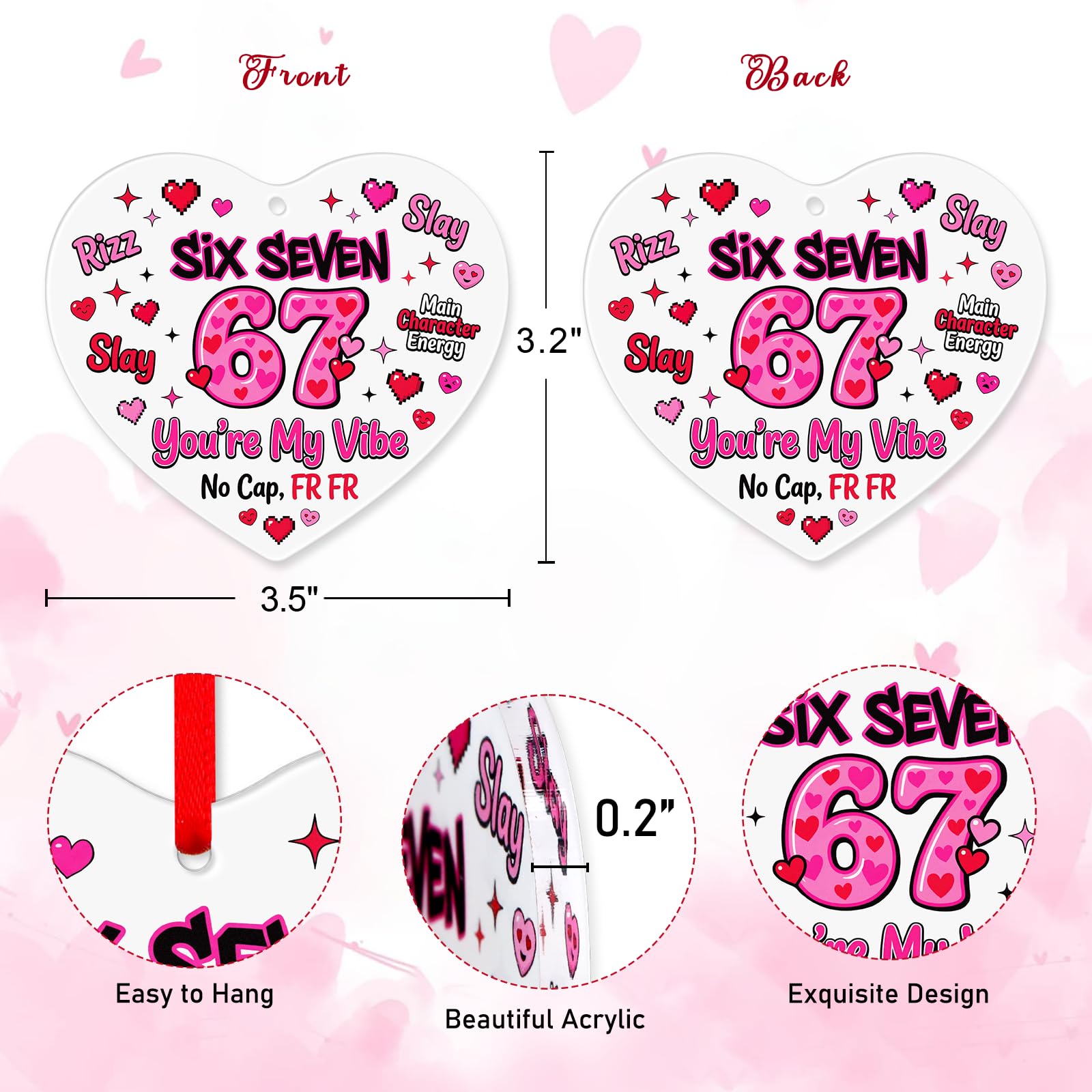 SICOHOME Funny 67 Meme Valentines Day Gifts for Him Her - Six Seven Pi - View 4