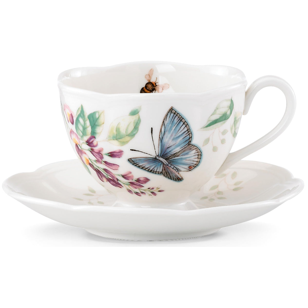 Lenox Butterfly Meadow Blue Porcelain Tea Cup and Saucer Set - Lenox Official Imagery - 1
