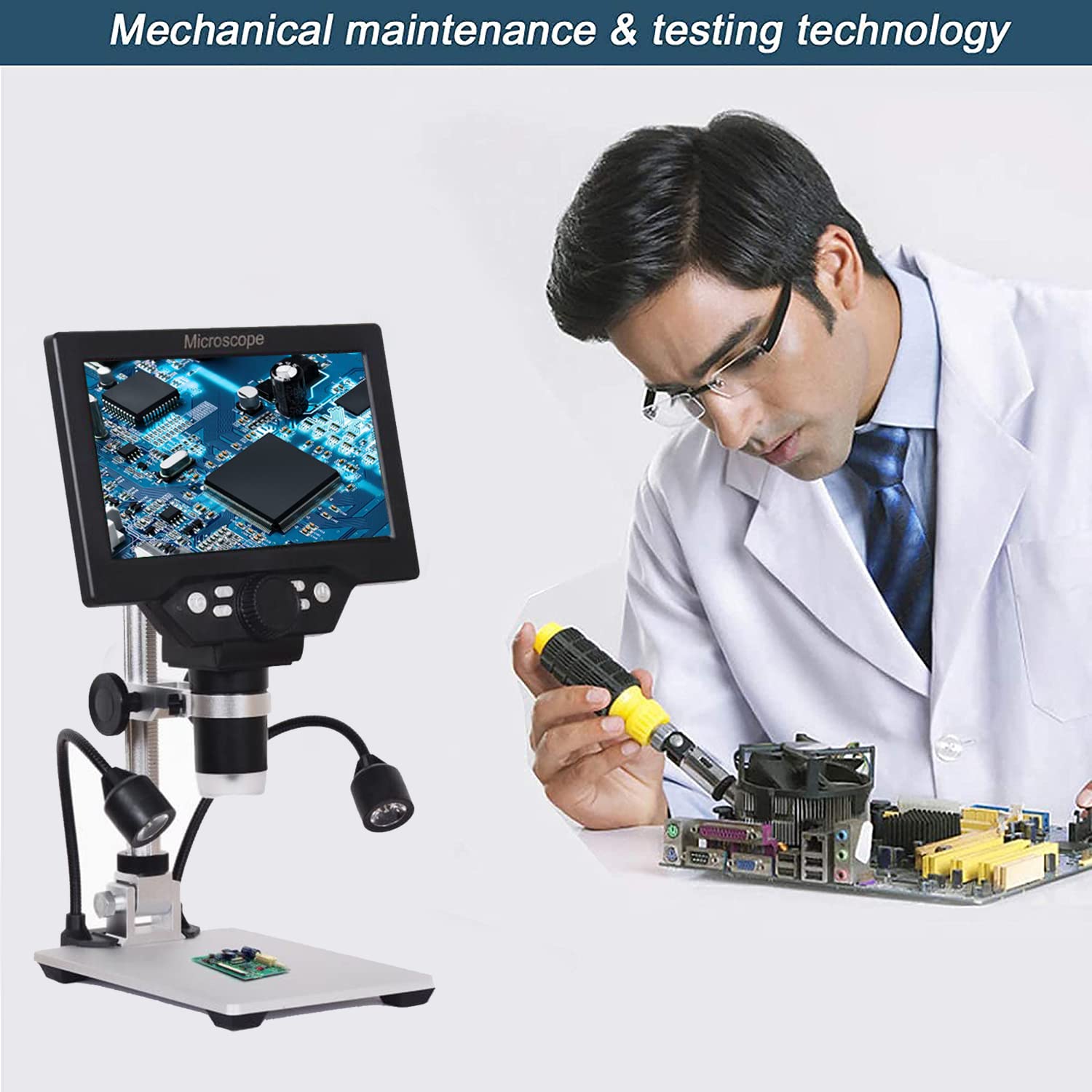 Highbrain 7" LCD Digital Microscope for Adults, 1200X Coin Magnif by Highbrain - Angle View 8
