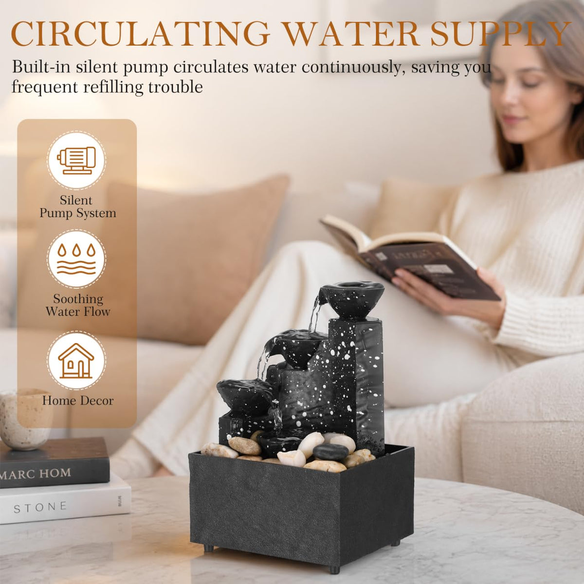 PRETYZOOM Portable Resin Tabletop Fountain Ornament 6 68X4 - PRETYZOOM Official Imagery - 5