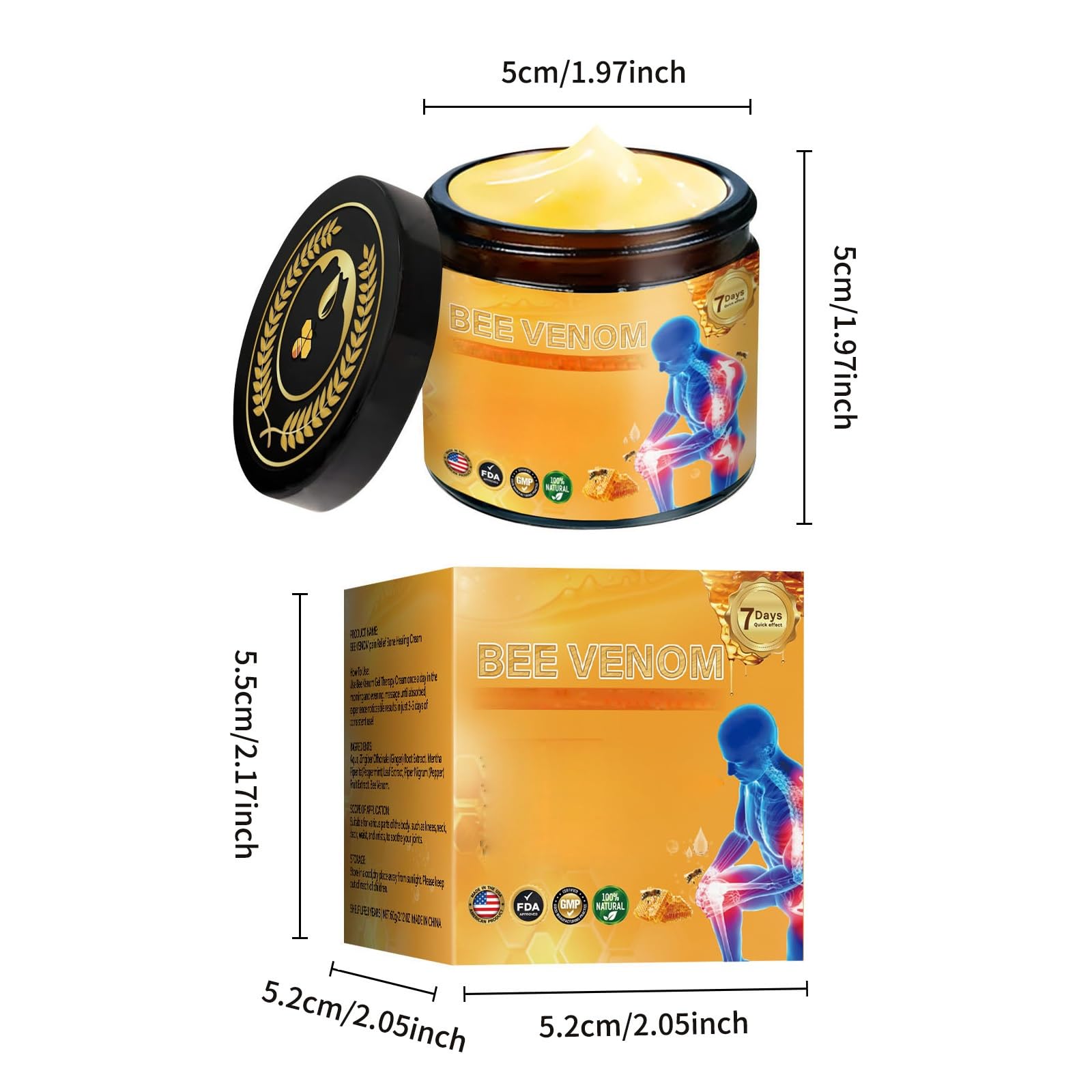 Bee Venom Bone Care Cream, Throughout Release Joint Activities Muscle and Massage Gel.(1)