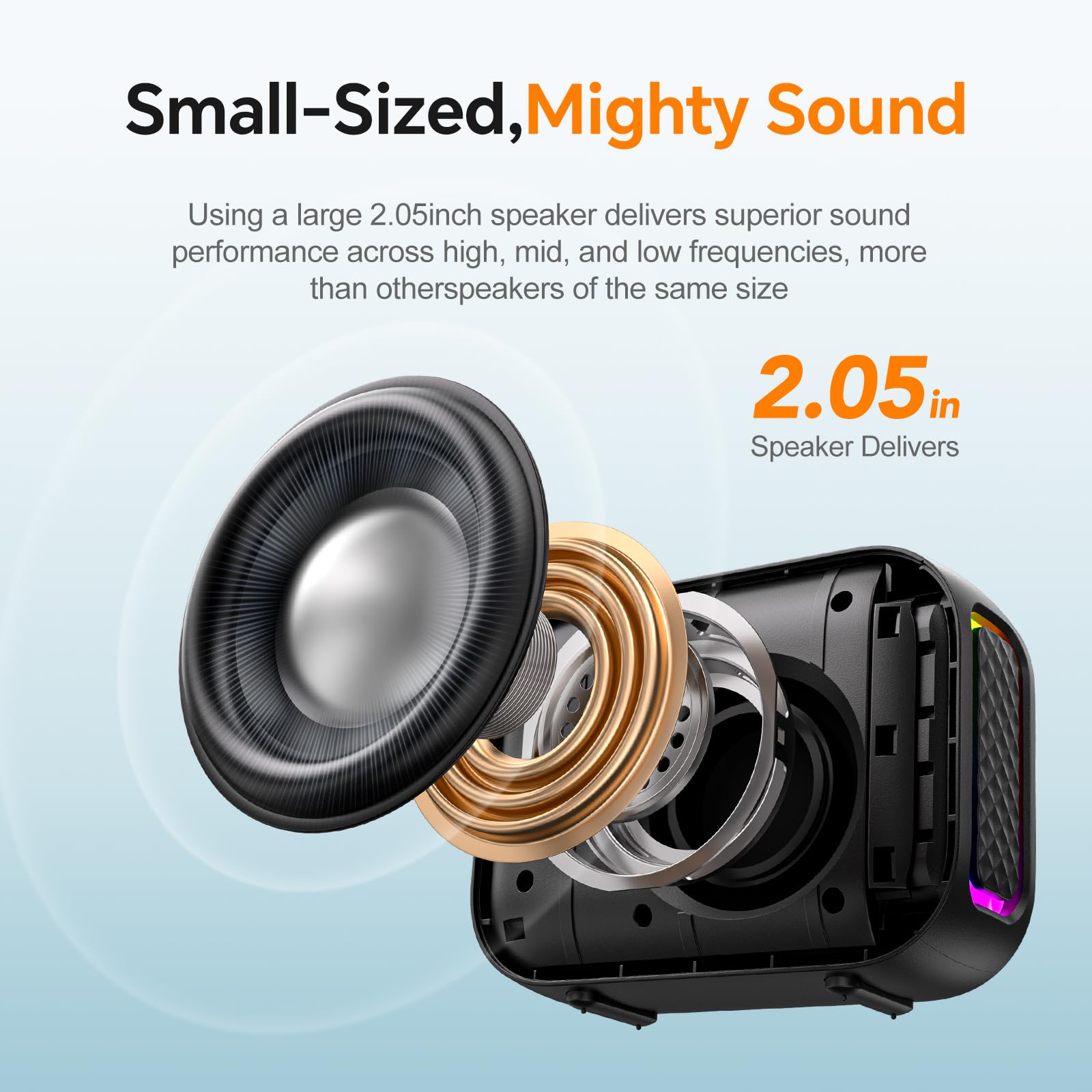 dbsono Portable Bluetooth Speaker Line-in Support: IPX5 Waterproof, Bl - View 2