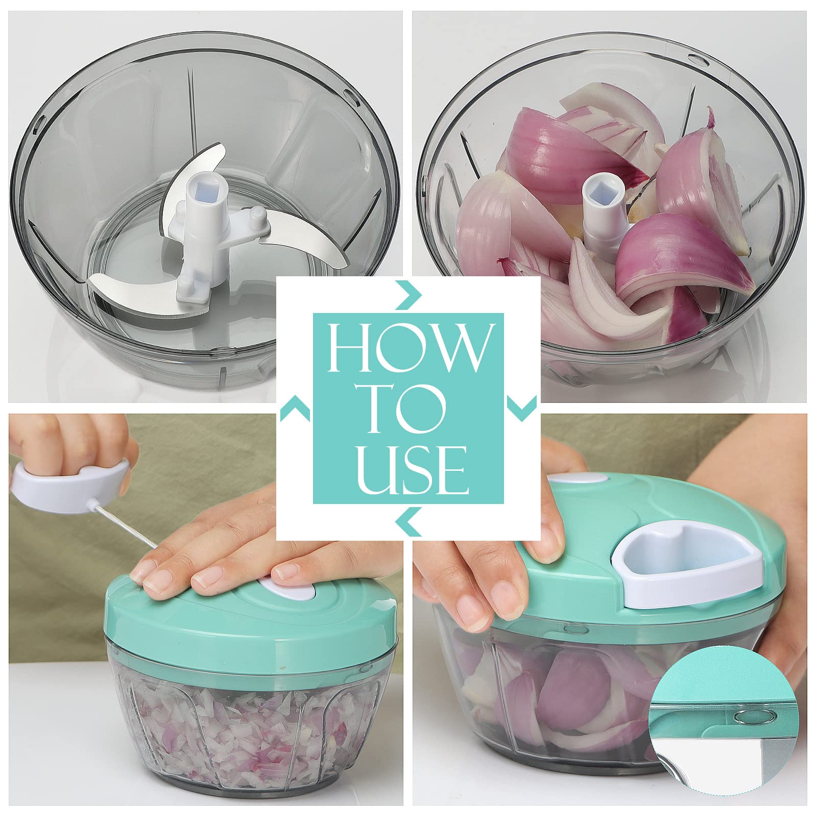 Ourokhome Manual Food Processor Vegetable Chopper, Portable Hand - Ourokhome Official Product View 6