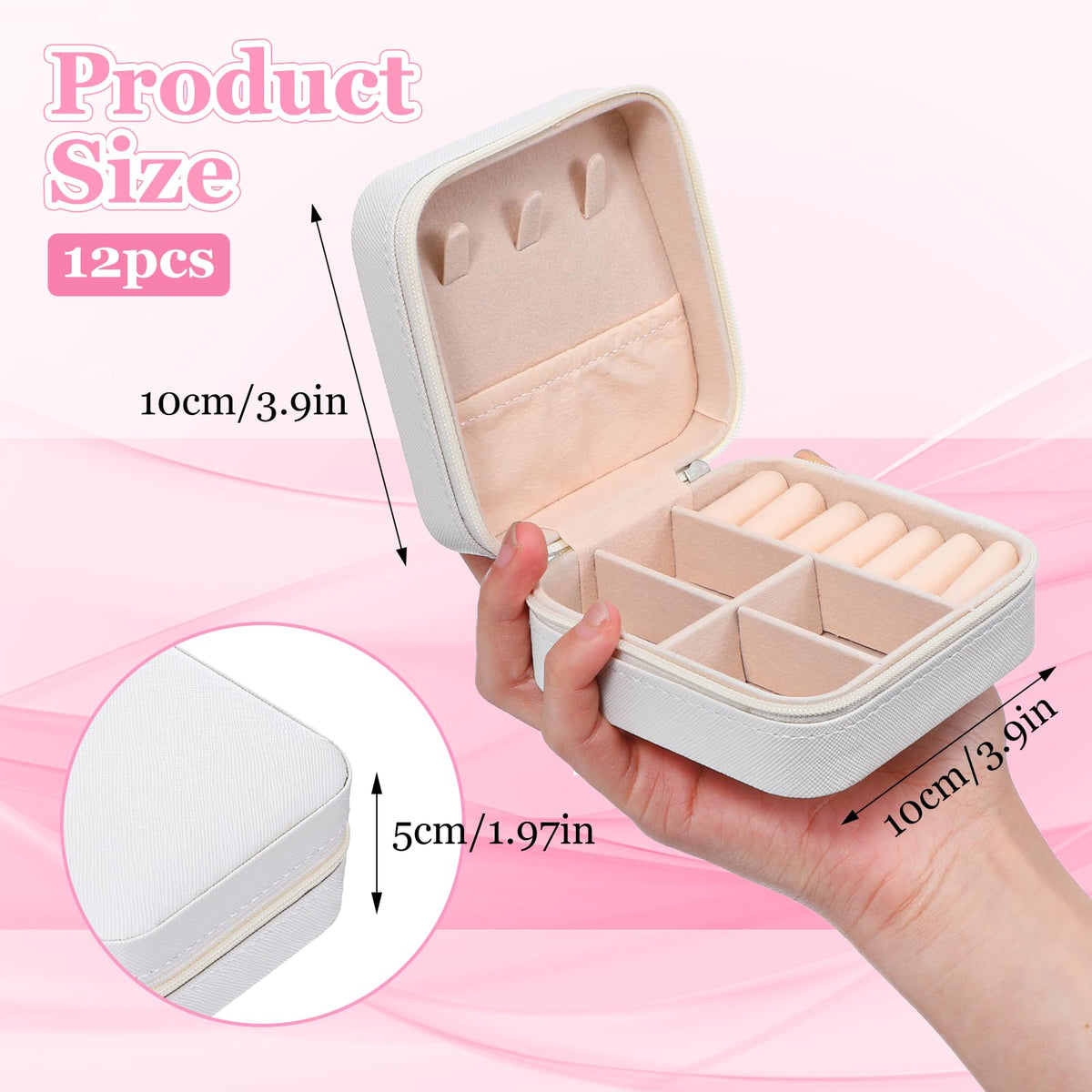 12pcs Mini Travel Jewelry Case White Bridesmaids Proposal - Meyeyaia Official Imagery - 4